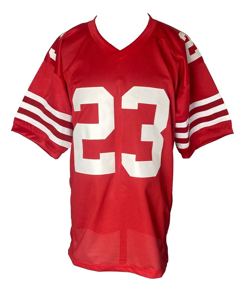 Authentic Christian McCaffrey San Francisco 49ers Signed Red Football Jersey - Limited Edition Collectible for NFL Fans, Home Decor & Sports Memorabilia Display