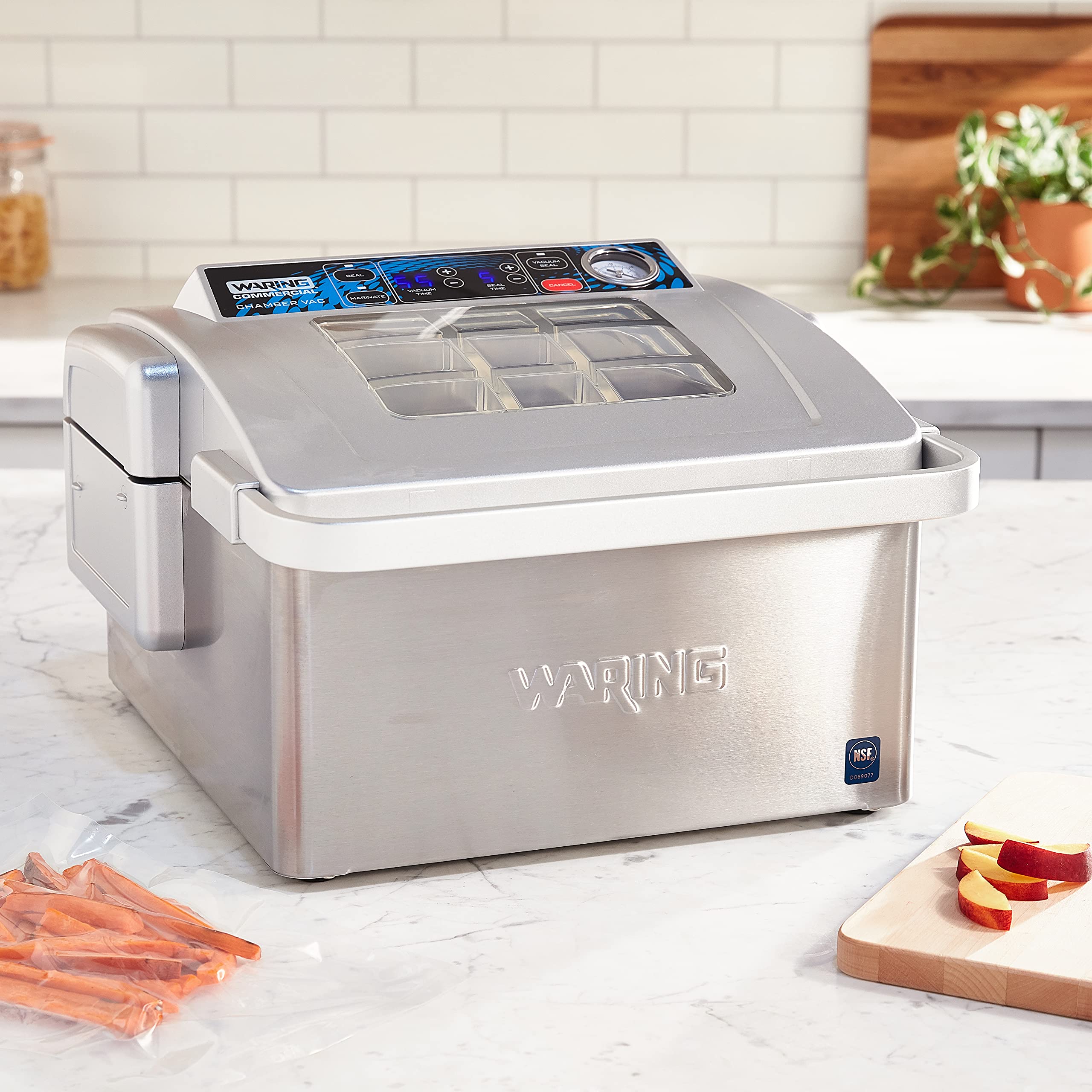 Waring Commercial WCV300 Vacuum Sealer - 2 Gallon Capacity, Silver | Food Preservation for Home & Restaurant Use | Perfect for Sous Vide, Meal Prep & Long-Term Storage