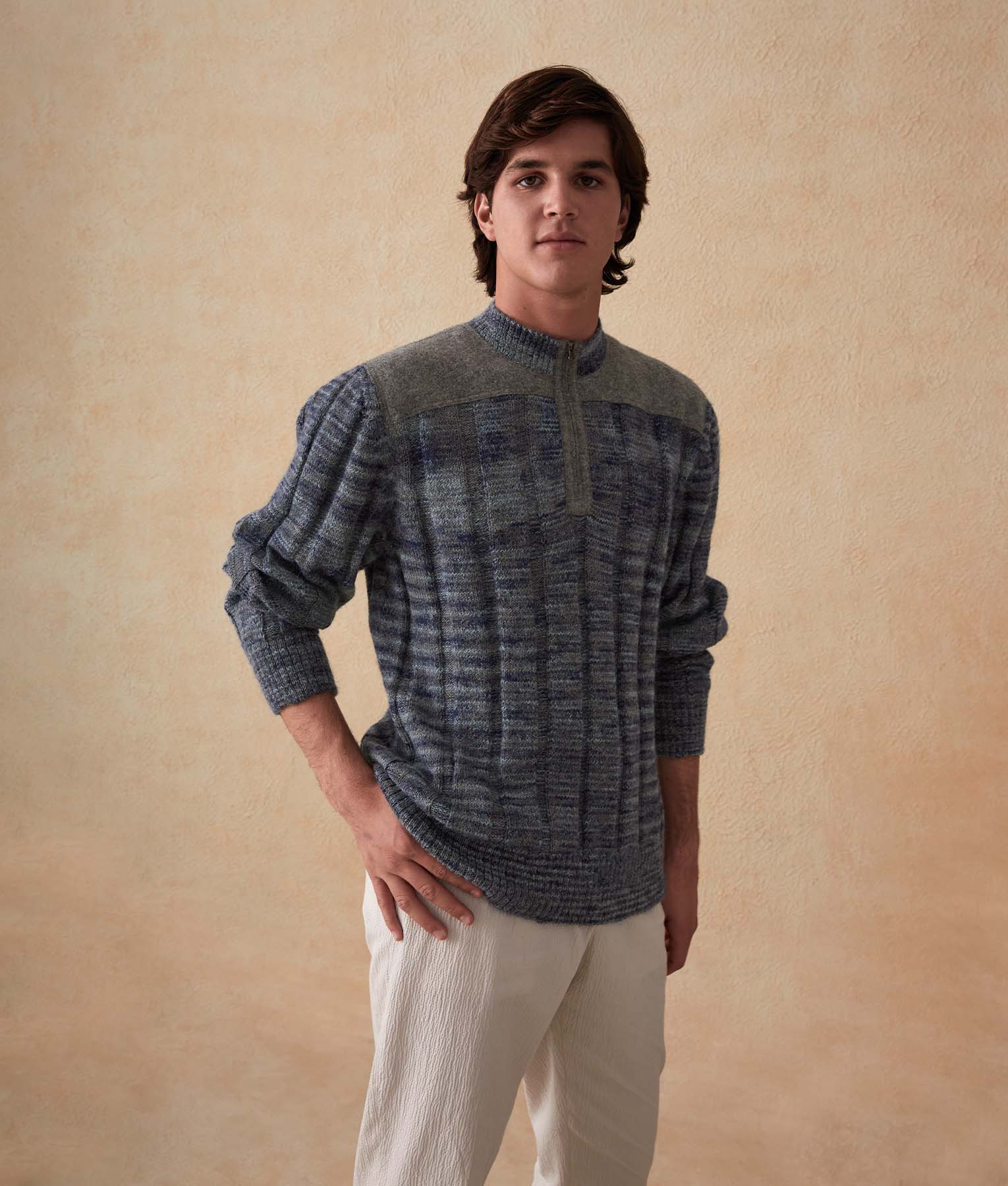 Men's Half Zip Ribbed Sweater - Stylish & Comfortable Pullover for Casual Wear & Outdoor Activities