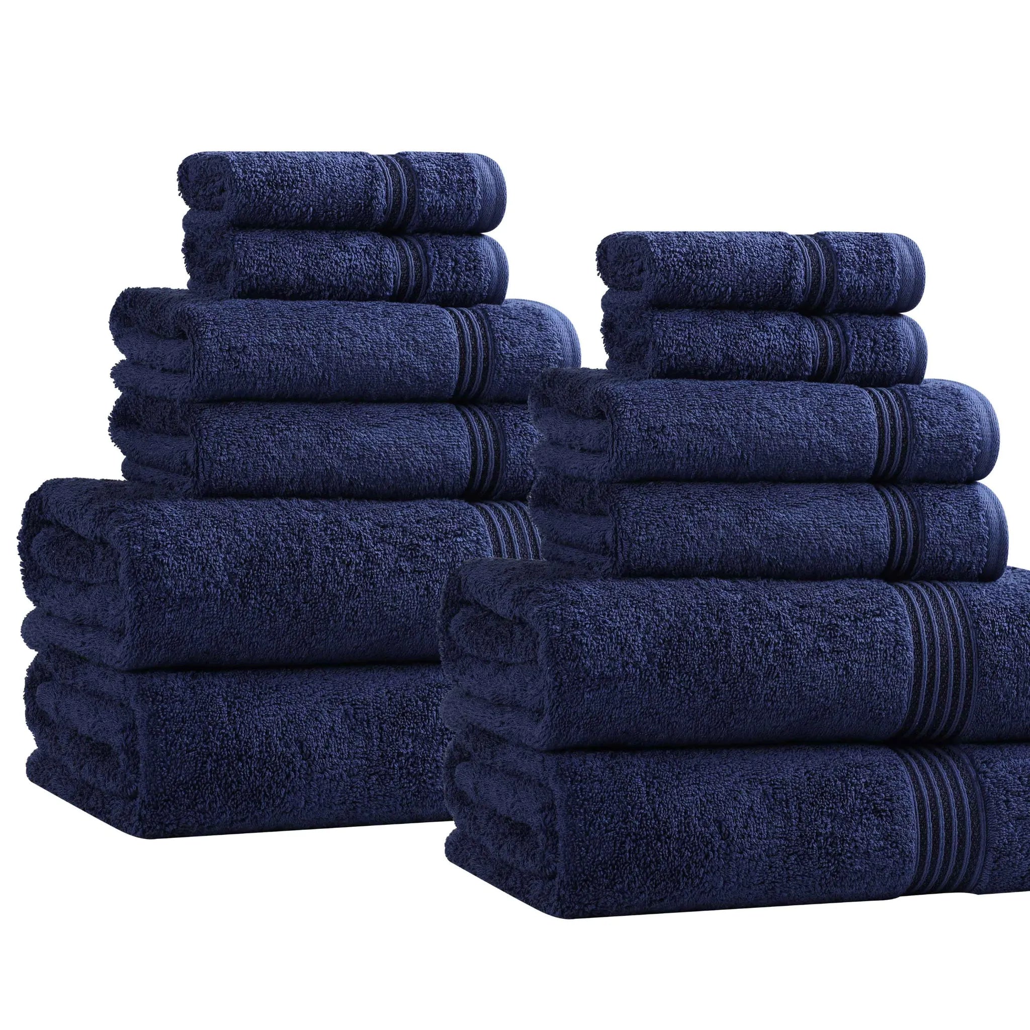 Premium 12-Piece Egyptian Cotton Towel Set - Ultra Soft, Highly Absorbent Bath & Beach Towels for Luxury Spa, Hotel, and Home Use