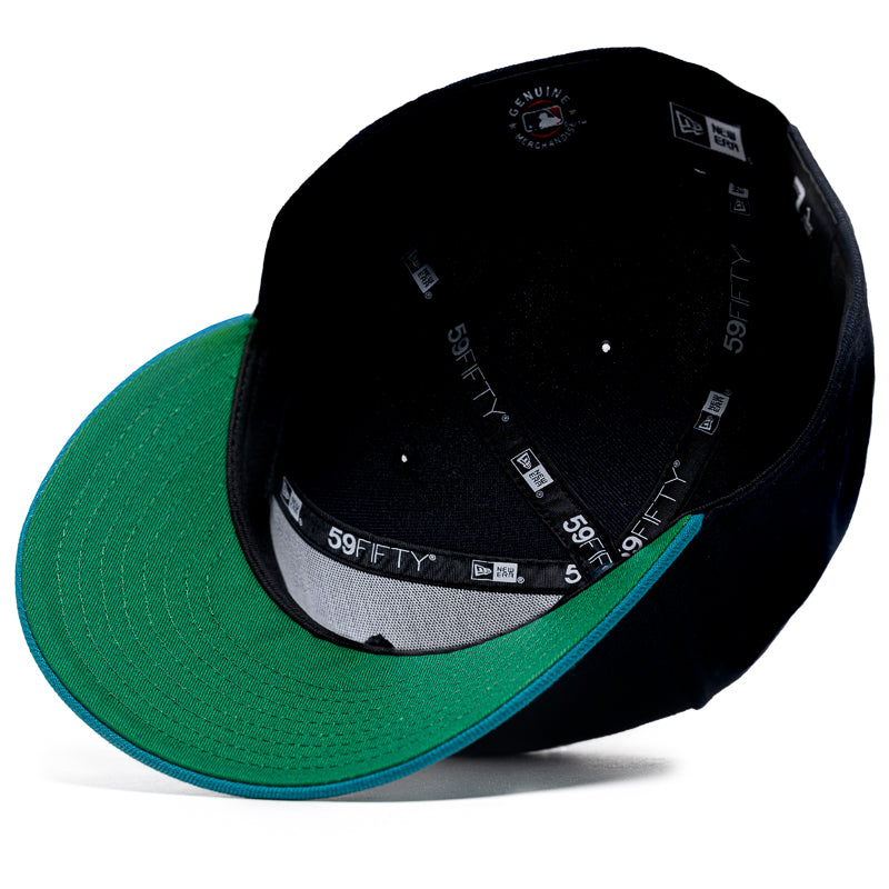 New Era x Politics Seattle Mariners 59FIFTY Fitted Baseball Cap - Navy/Teal - Official MLB Licensed Hat for Men & Women - Perfect for Games, Collecting & Streetwear Fashion