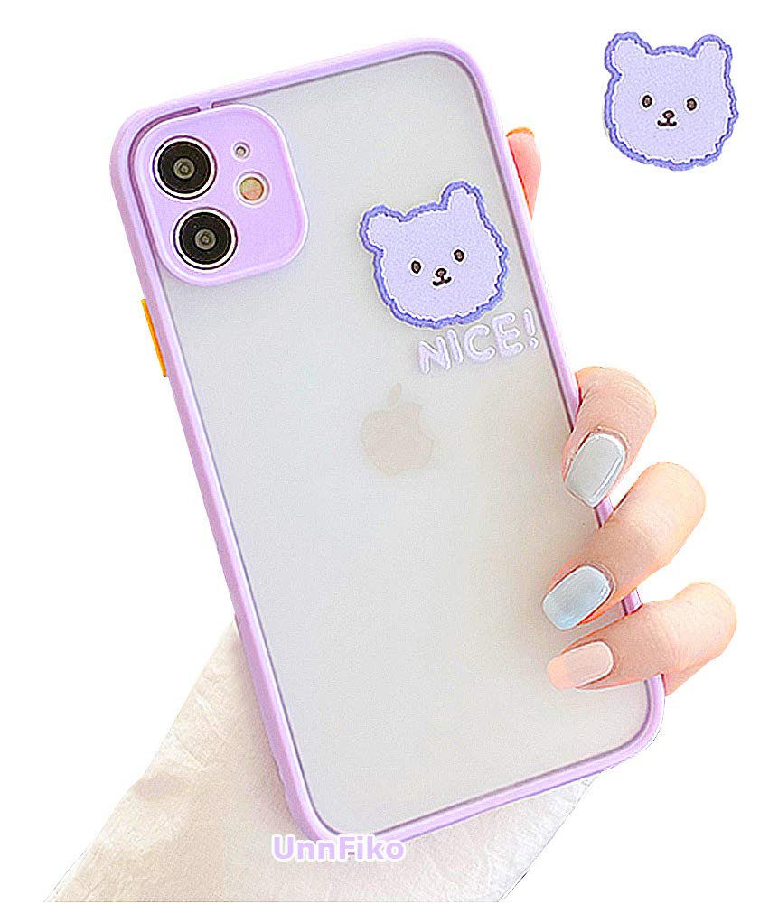 UnnFiko Cute Matte Clear Cartoon Phone Case for iPhone SE 2020 - Lightweight Protective Bear Design Case for Women & Girls | Perfect for Everyday Use, School & Office