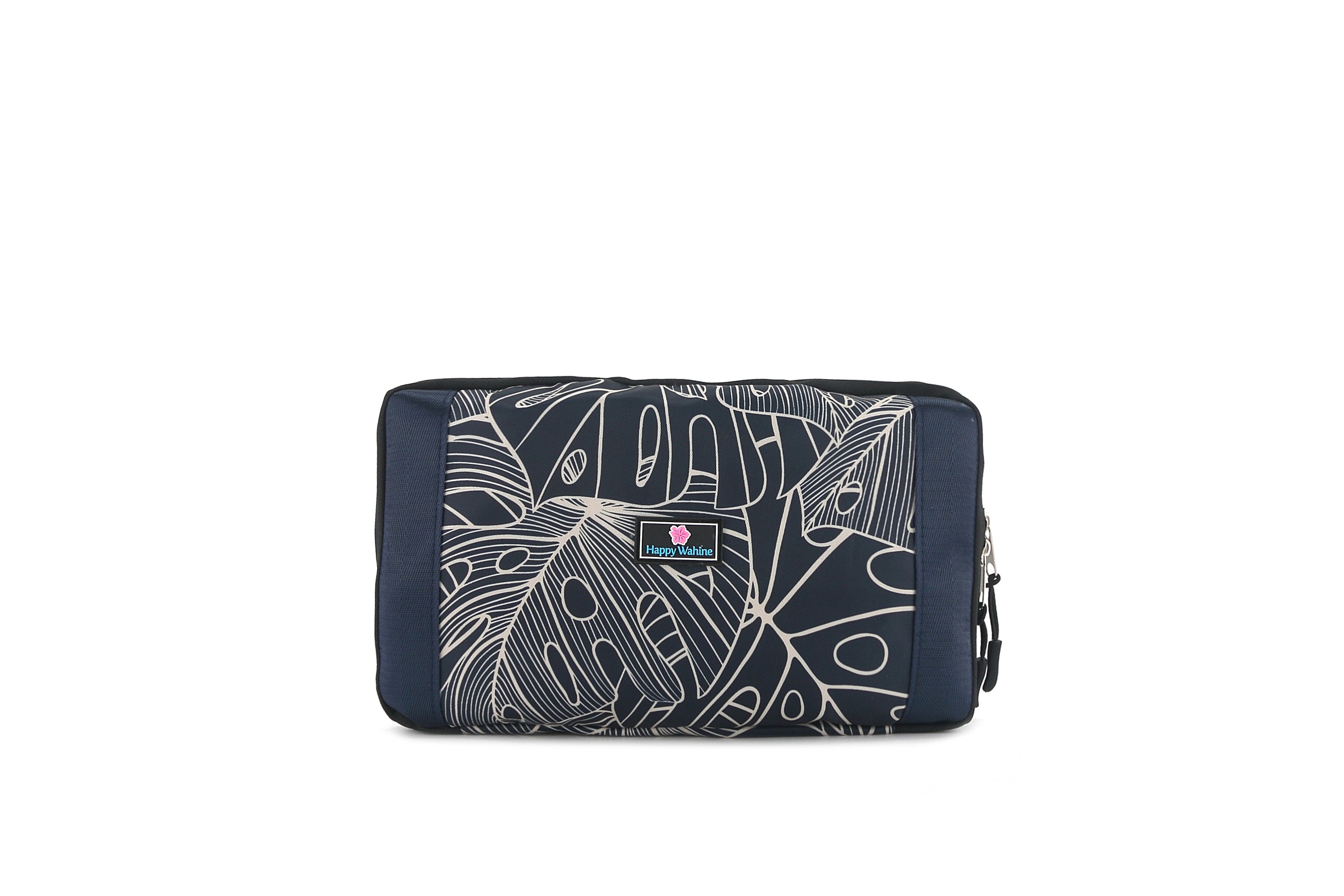 Foldable Duffle Bag - Sydney Monstera Lines Navy Blue Travel Duffel for Gym, Sports & Weekend Getaways