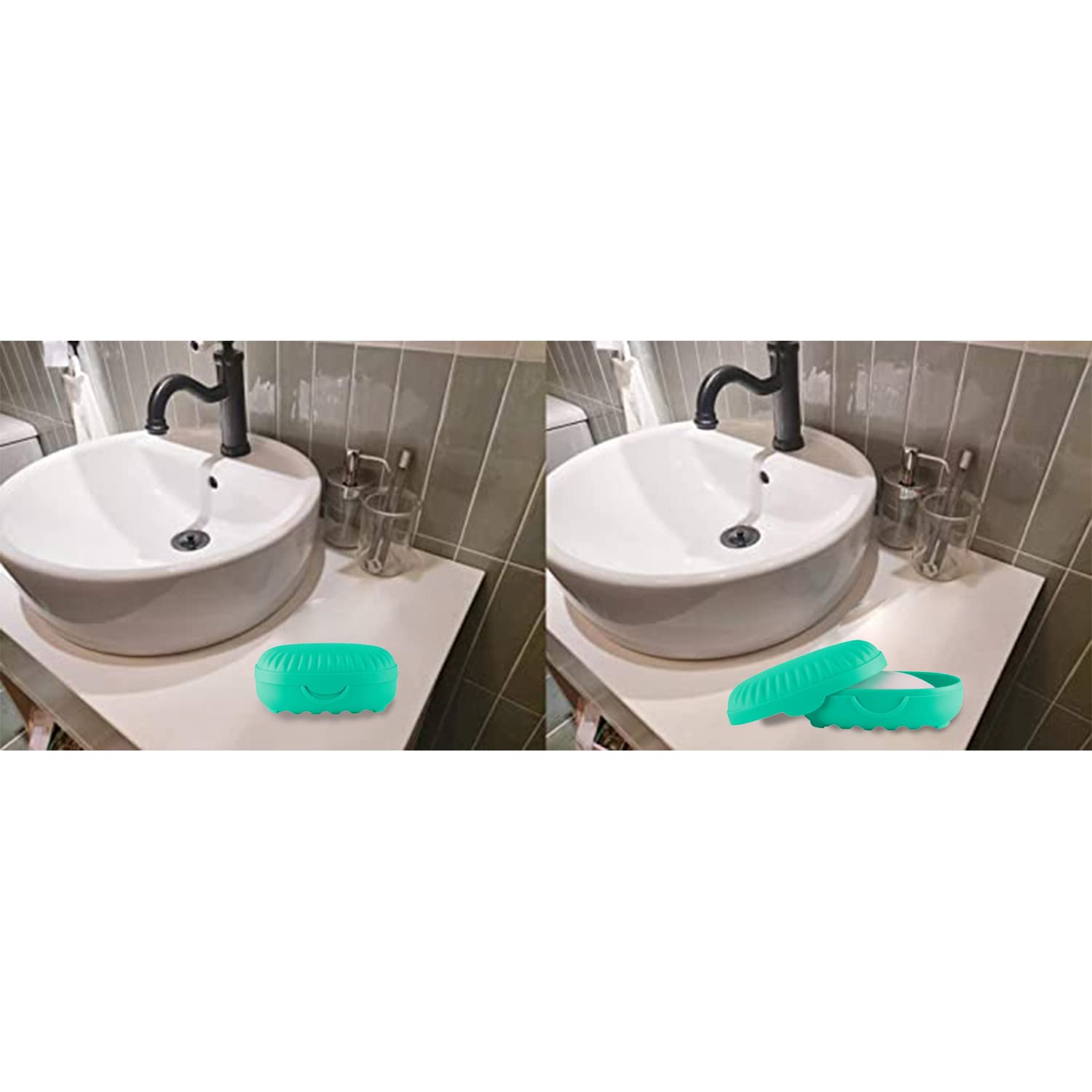 Pack of 2 Self-Draining Plastic Soap Holders for Bathroom - Leakproof Portable Soap Box for Shower, Kitchen, Outdoor Camping & Travel - Mint Green & Sky Blue - Perfect for Home, RV, Gym and Dorm Use