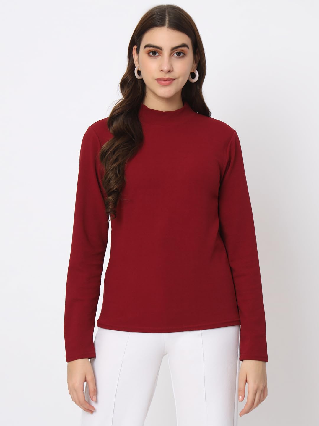 iStyle Can Solid High Neck Full Sleeve Stretchable Slim Fit Women's Top | Winter Warm Turtleneck Shirt for Women | Perfect for Office Wear, Casual Outfits & Cold Weather Layering