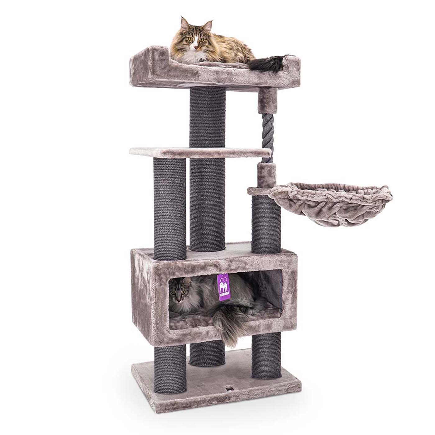 Lucky Rebels Parklane 51.6 Inch Cat Tree with Scratching Posts & Perches - Multi-Level Cat Condo for Indoor Cats, Play & Nap - Perfect for Small Spaces & Apartments
