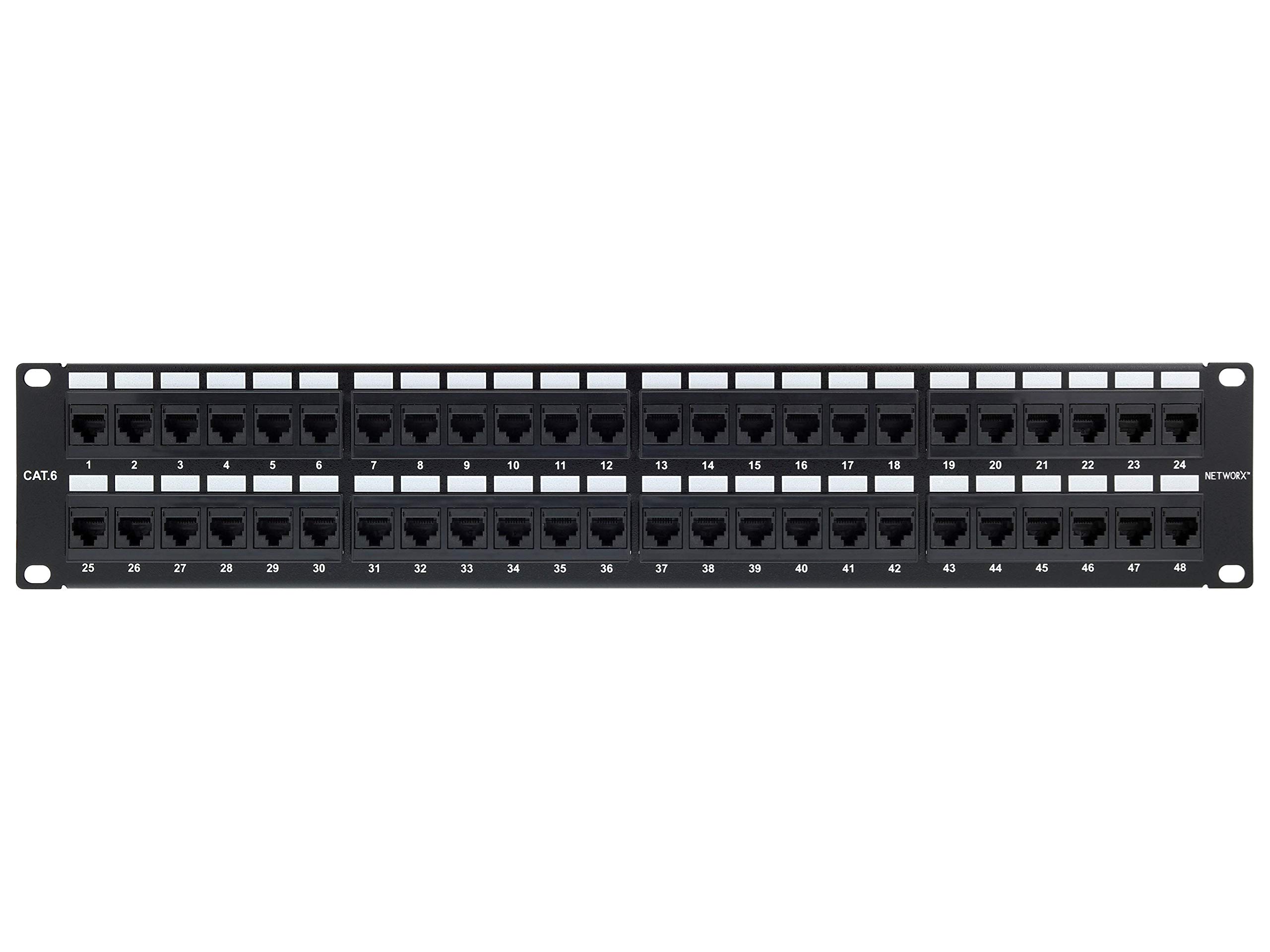 Networx 2U 48 Port Cat6 Patch Panel - 19-Inch Rack Mount RJ45 Ethernet Patch Panel for Gigabit & 10G Network Switch - Ideal for Data Centers, Server Rooms & Office Network Installations