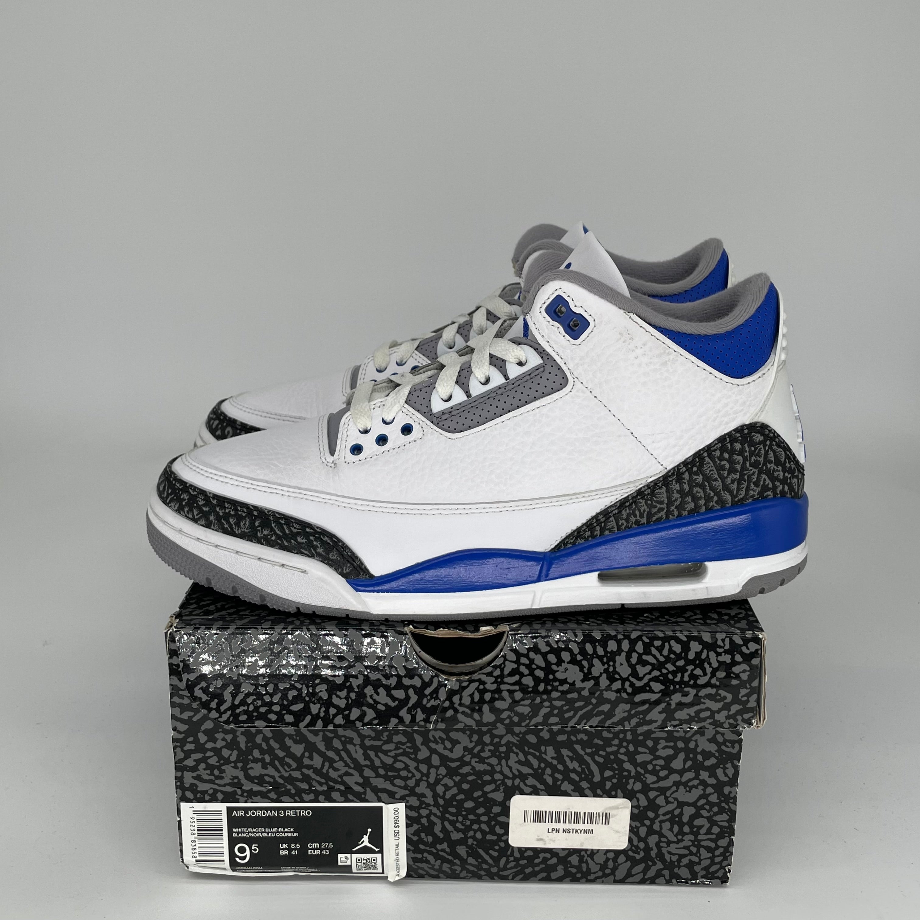 AIR JORDAN 3 RACER BLUE Men's Basketball Shoes - Size 9.5 (CT8532-145) - Retro Sneakers for Running, Gym & Streetwear Fashion