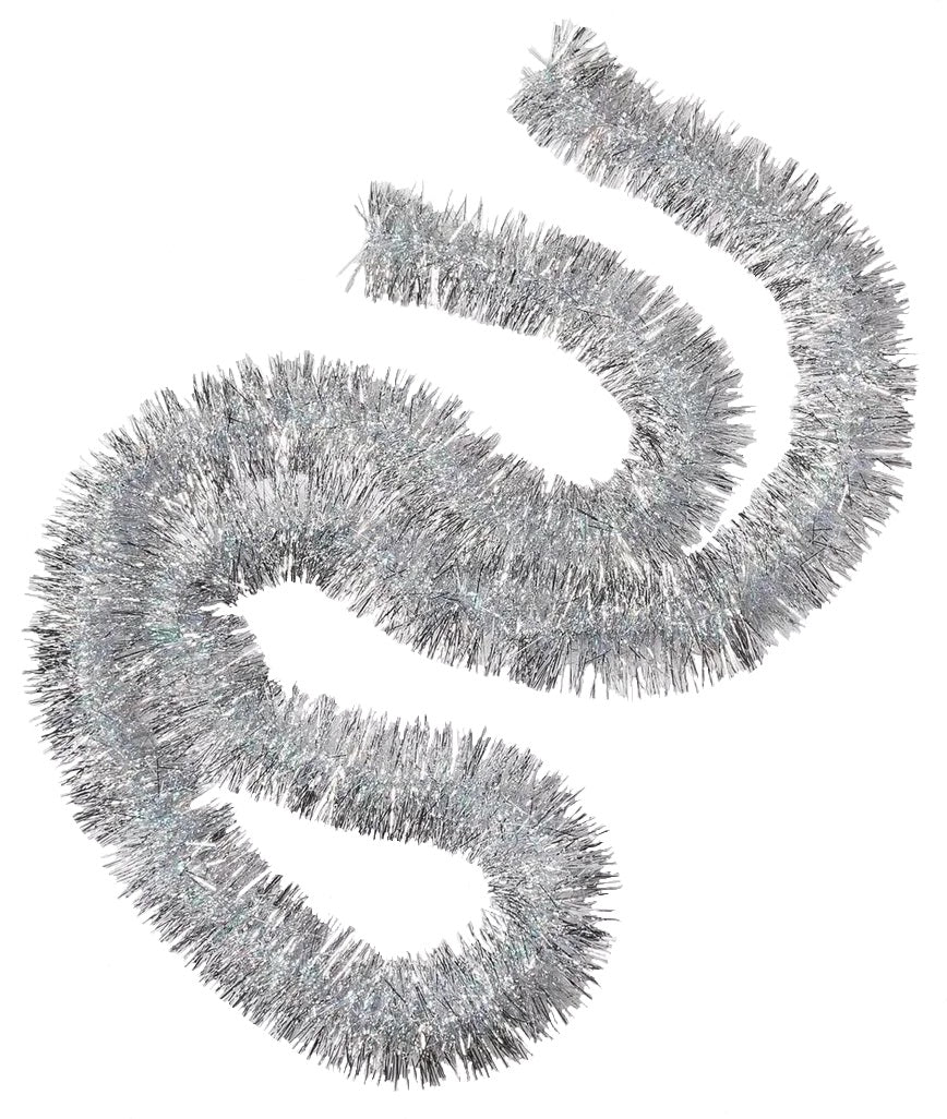 10' Iridescent Loop Silver Needle Tinsel Garland - Sparkling Holiday Decor for Christmas Tree, Party & Home Decoration