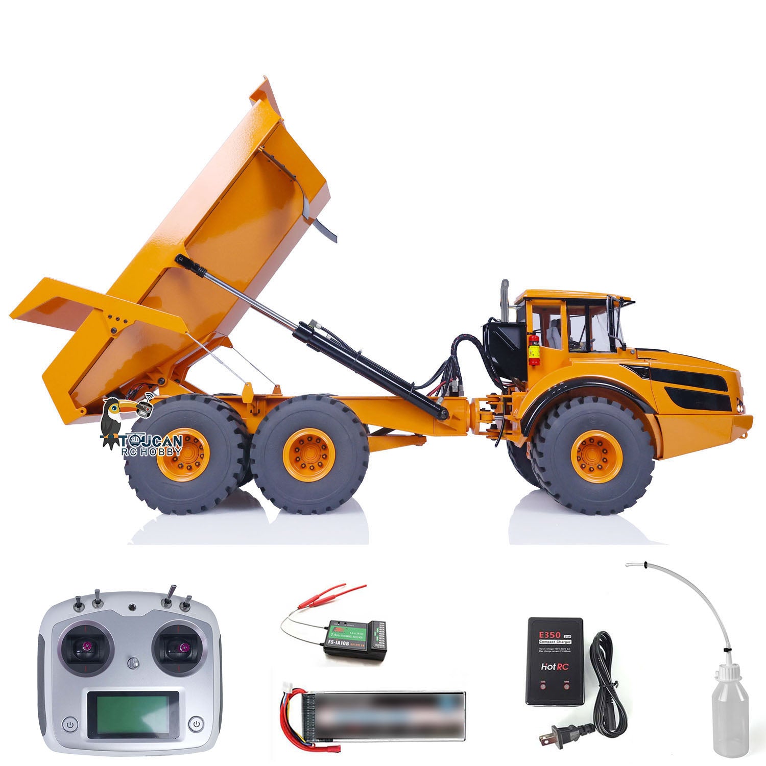 1/14 Scale 6x6 Hydraulic Lifting RC Articulated Dump Truck - Metal Remote Control Construction Vehicle Toy (RTR A40G) for Kids & Adults | Perfect for Construction Site Play, Collecting & Off-Road Adventure