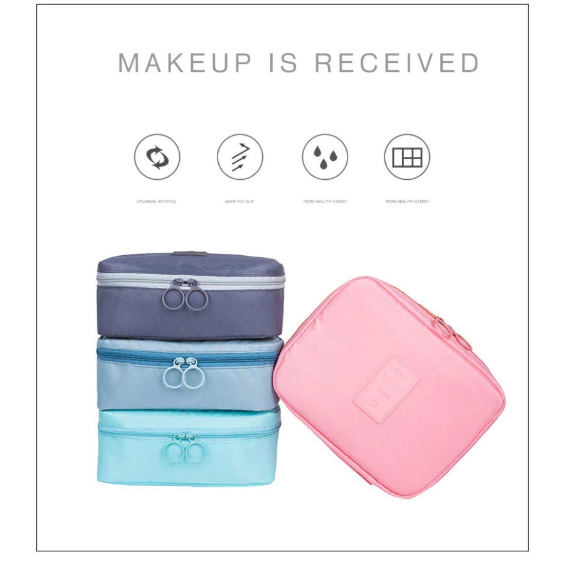 Kalitus Women's Waterproof Makeup Organizer Bag with Zipper - 20x15x9cm Travel Toiletry Pouch for Cosmetics (Multi-Color) - Perfect for Travel, Gym & Daily Organization