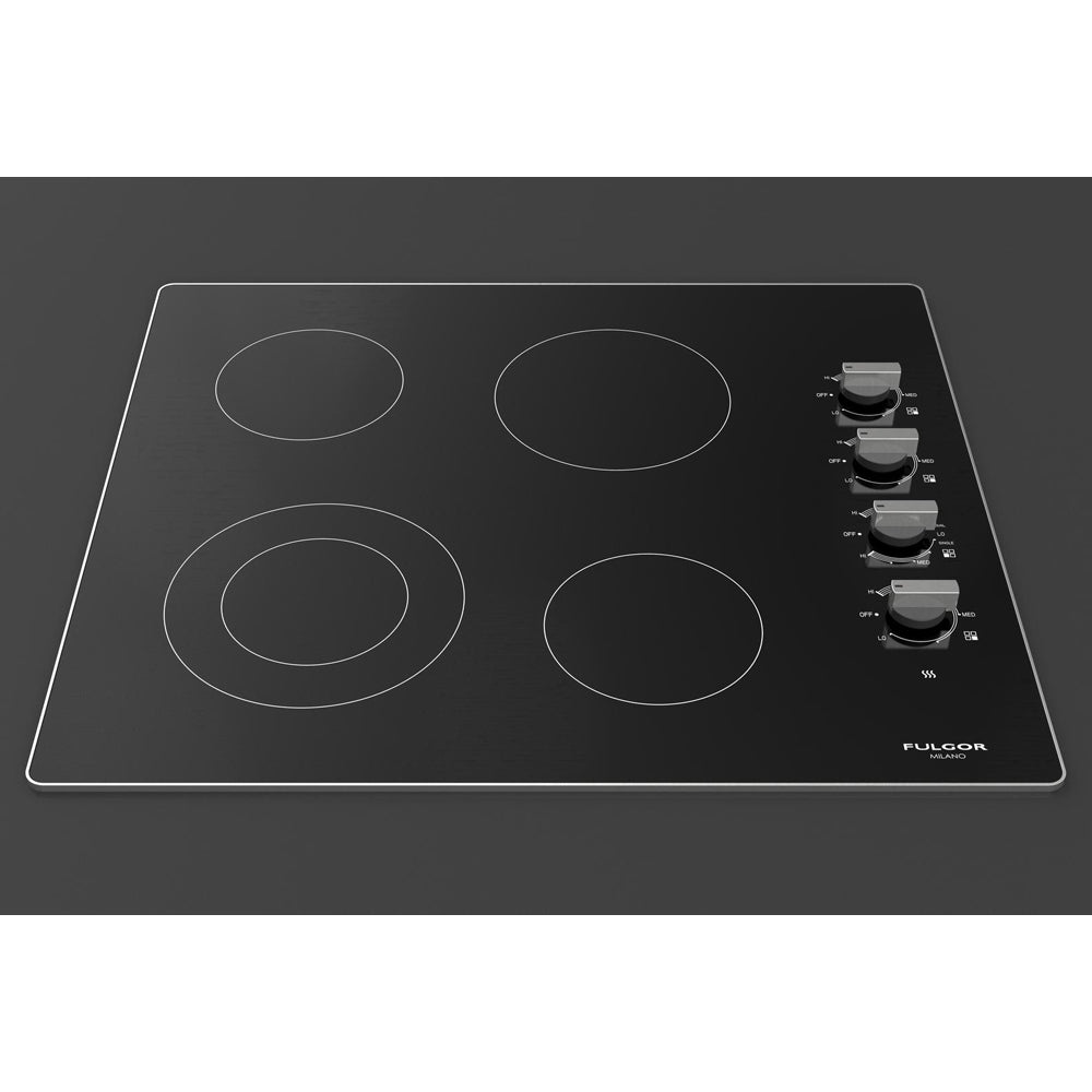 Fulgor Milano 24-inch 300 Series 4-Burner Electric Cooktop with Glass Ceramic Surface - Stainless Steel (F3RK24S2) | Perfect for Modern Kitchens & Professional Cooking