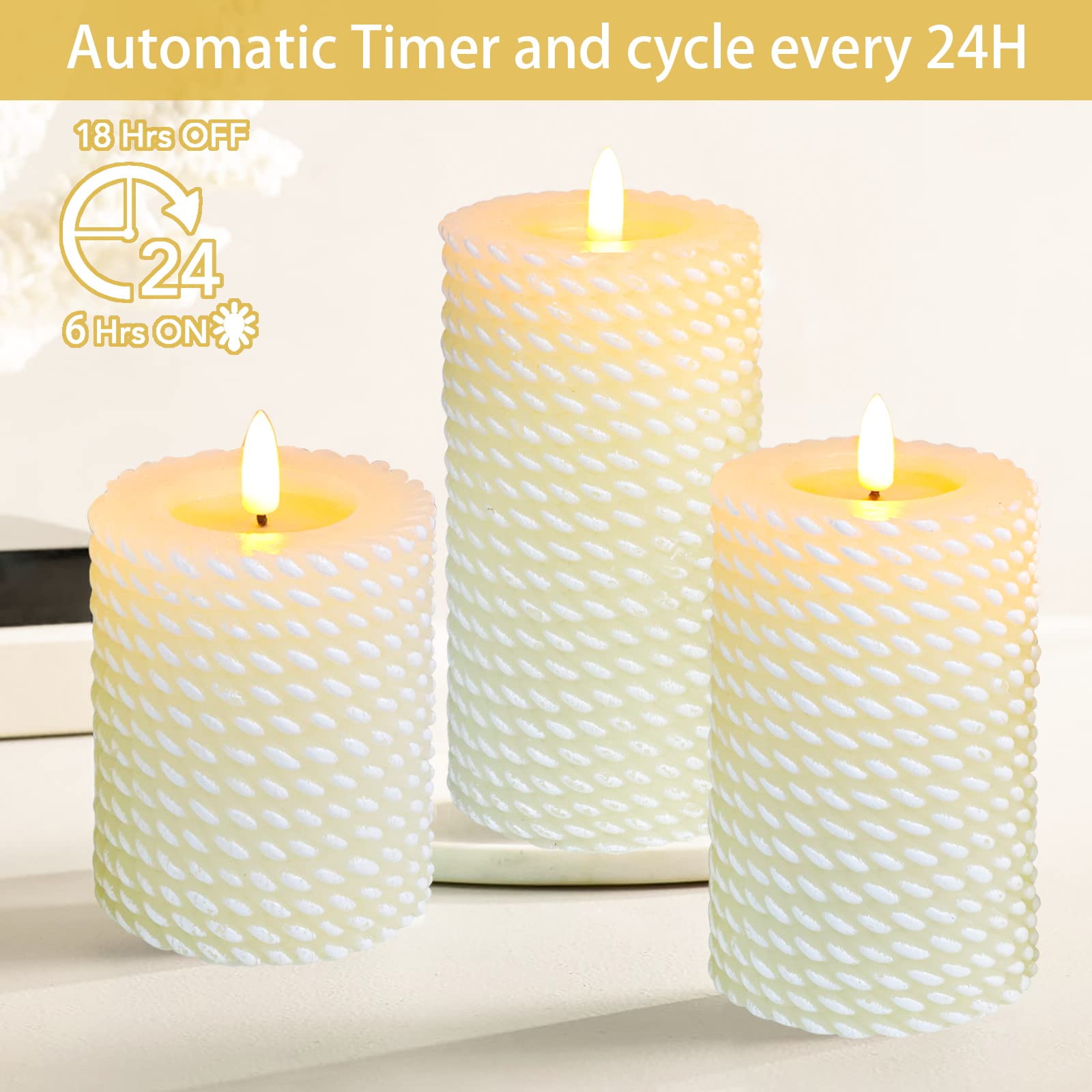 Flameless LED Candles Set of 3 - Remote Control, Real Wax Effect for Home Decor & Gifts
