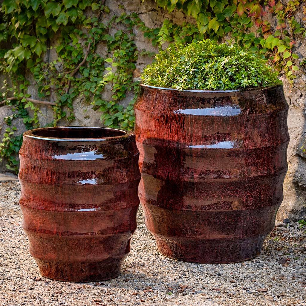 Campania International Pomerol Planter Set of 2 - Bordeaux Style Outdoor Flower Pots for Garden, Patio, and Balcony Decor
