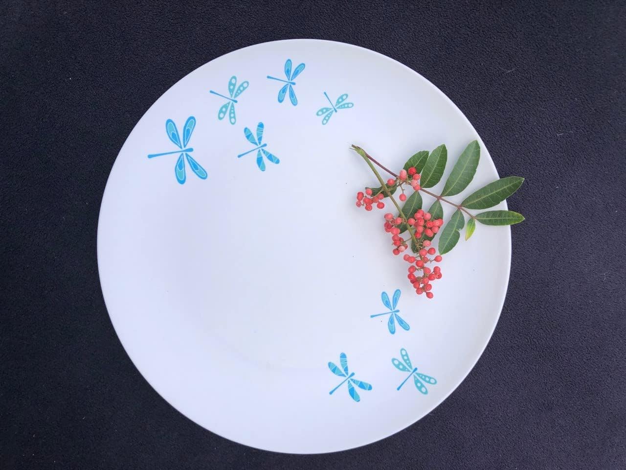 Eco-Friendly Bamboo Dinner Plate Set with Dragonfly Design - 6 Pack 10 Inch Reusable Plates for Indoor & Outdoor Dining, Picnics, Parties & Daily Use