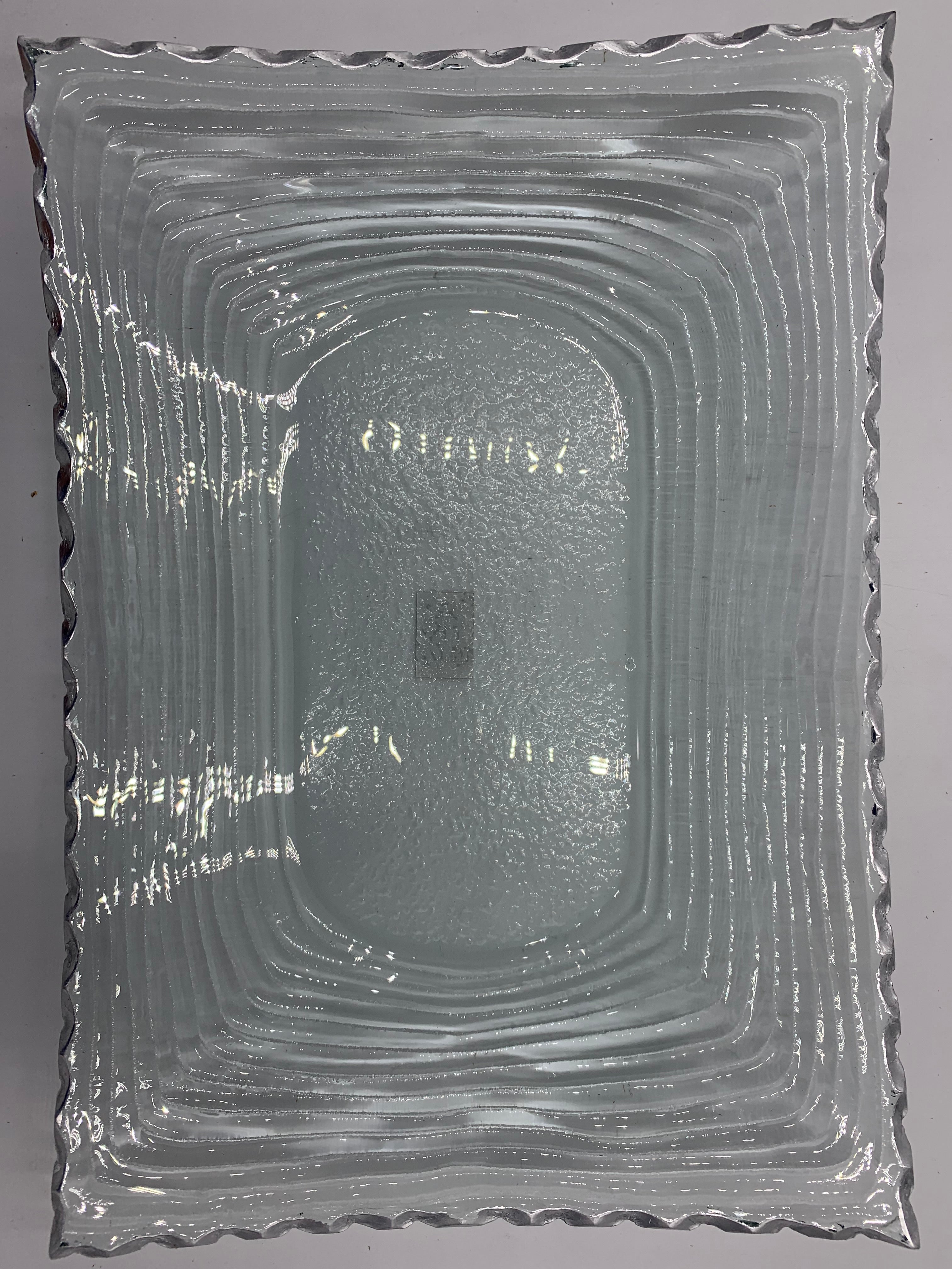14.75x10 Inch Glass Bowl with Silver Rectangular Base - Elegant Serving Bowl for Salads, Desserts, and Party Displays