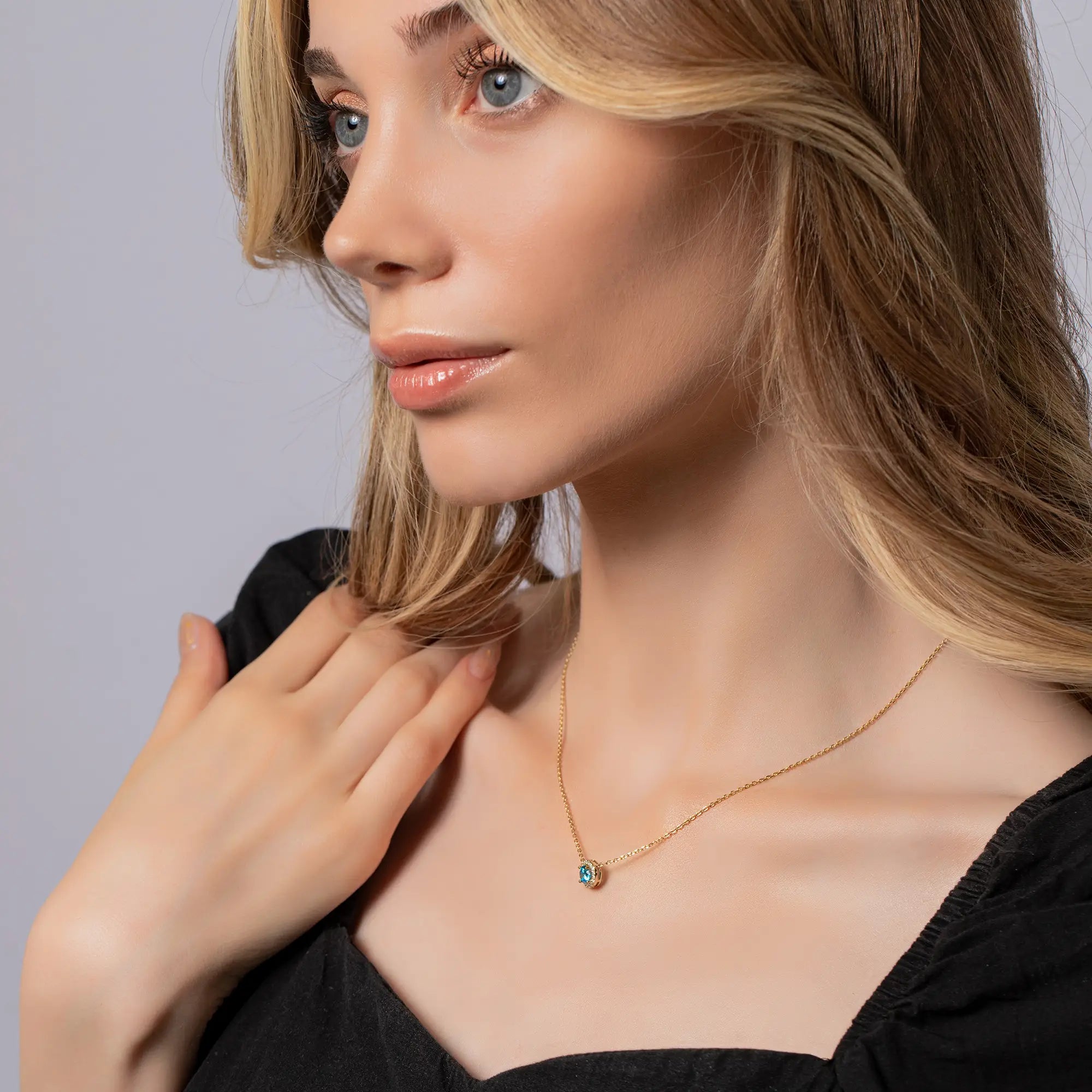 14K Yellow Gold Chain Gemstone Necklace for Women - Elegant Layering Jewelry for Party, Wedding & Everyday Wear