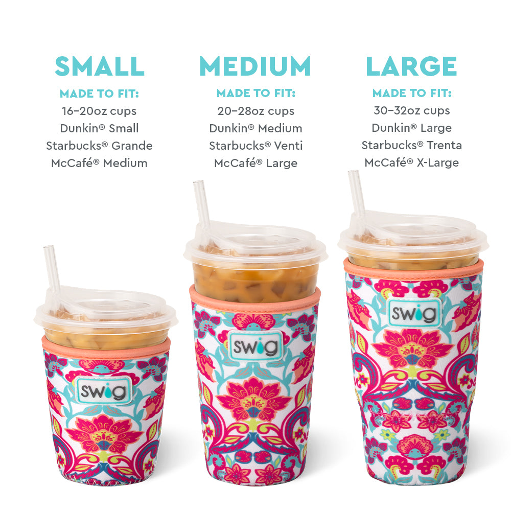 Flourish Small Iced Cup Coolie - Insulated Beverage Sleeve for Iced Coffee, Tea, and Cold Drinks - Perfect for Home, Office, and Outdoor Use