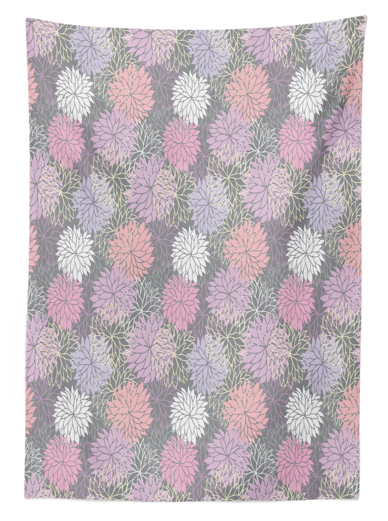 Ambesonne Pink and Grey Floral Tablecloth - Washable Outdoor Picnic Table Cover 58