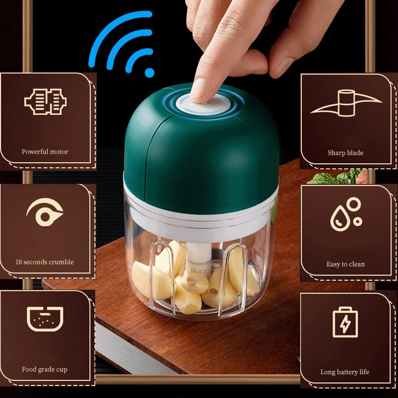 Electric Garlic Chopper & Grinder - Mini Kitchen Appliance for Chopping Garlic, Onions, Veggies & Meat - Perfect for Cooking, Meal Prep & Spice Blending