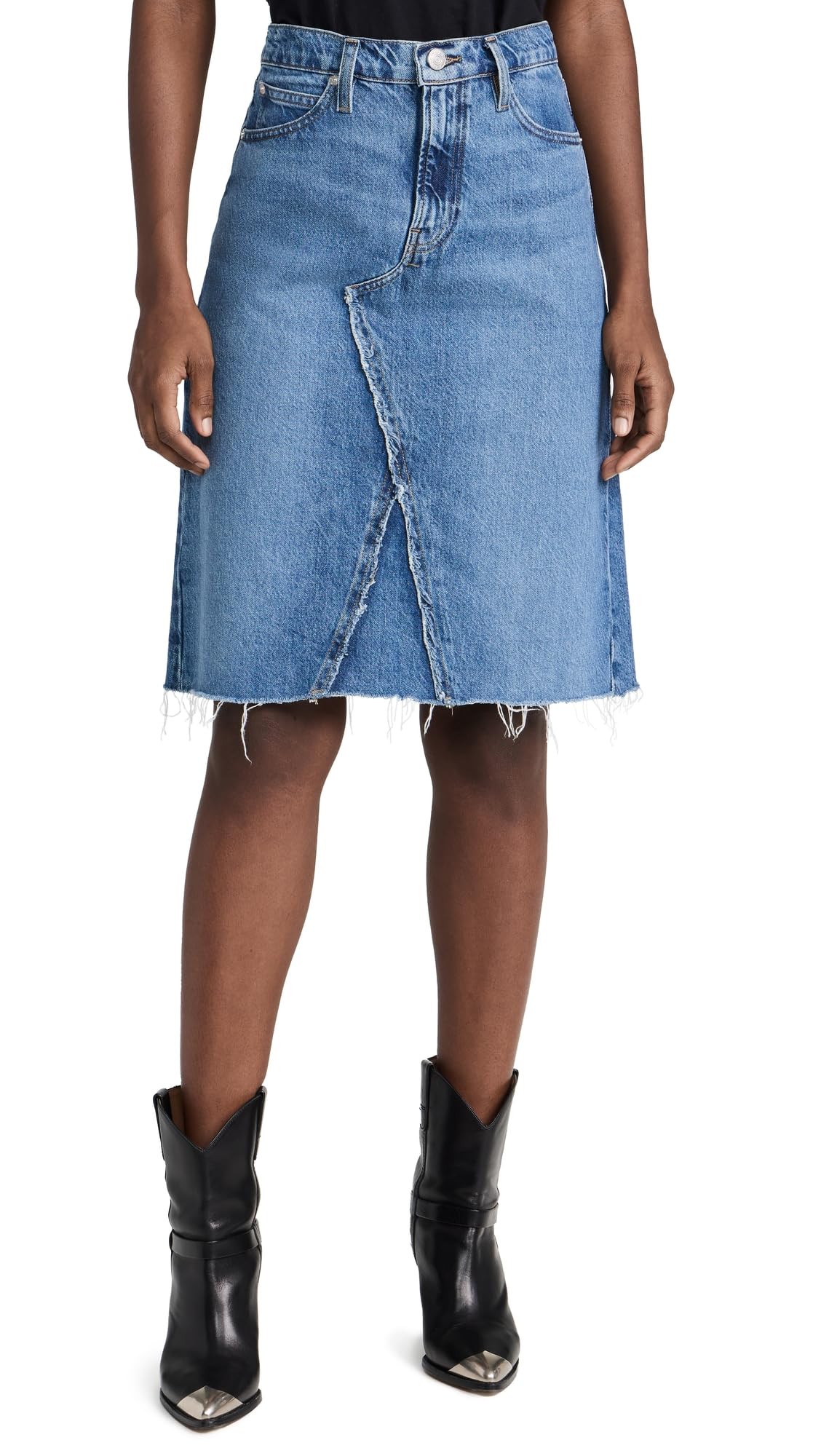 FRAME Women's Deconstructed High Waist Midi Skirt - Stylish & Comfortable for Work, Date Night & Casual Outings