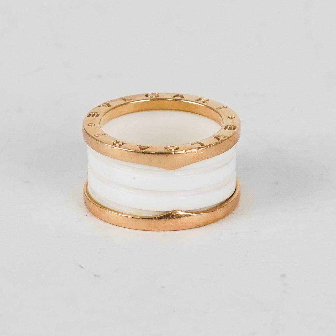 Bvlgari B.Zero.1 Ring in Rose Gold with White Ceramic - Elegant Jewelry for Women, Perfect for Weddings, Anniversaries & Special Occasions