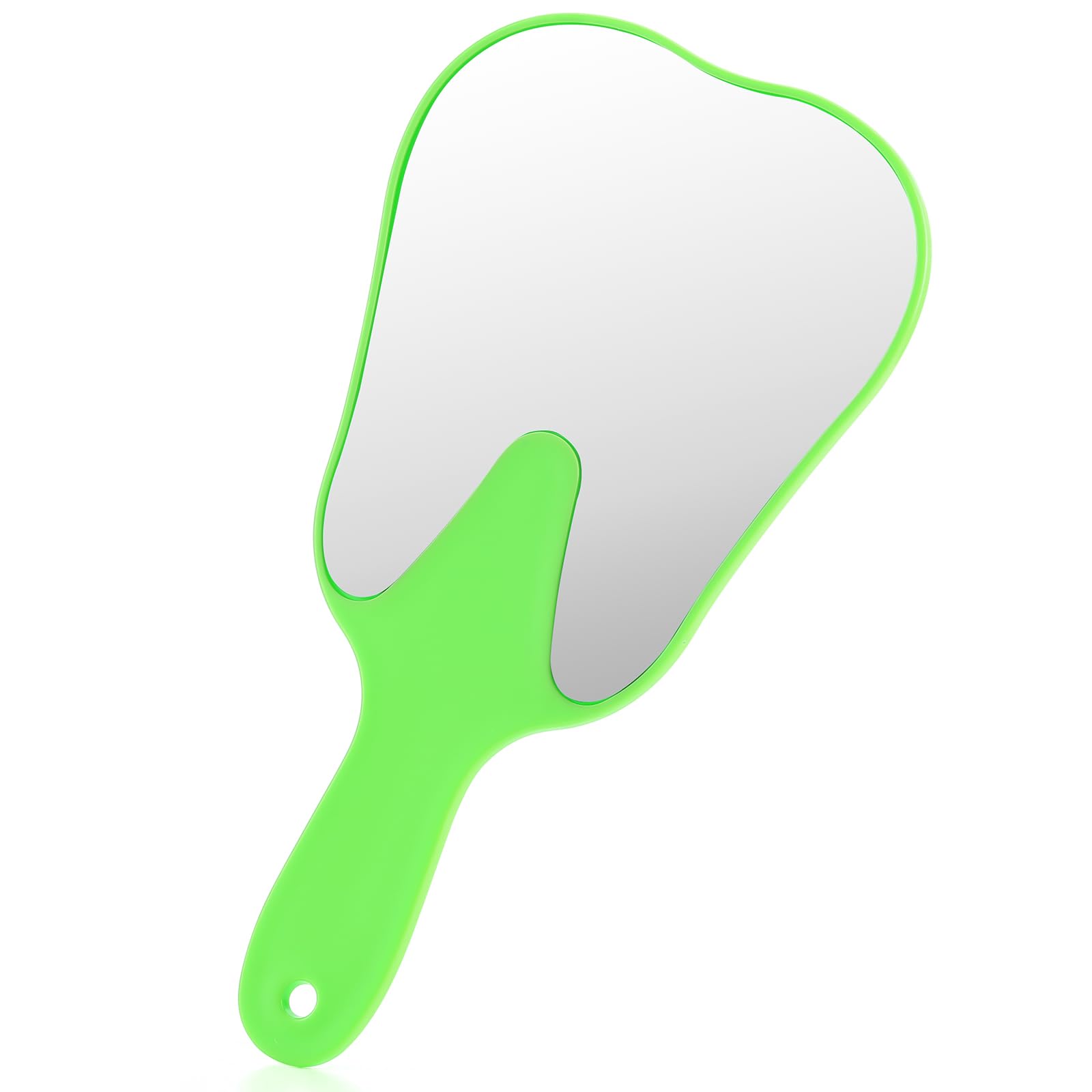 JMU Tooth Shaped Mirror - Dental Handheld Mirror for Dentists, Clinics & Home Use - Perfect for Oral Exams, Makeup Application & Salon Treatments (Green)