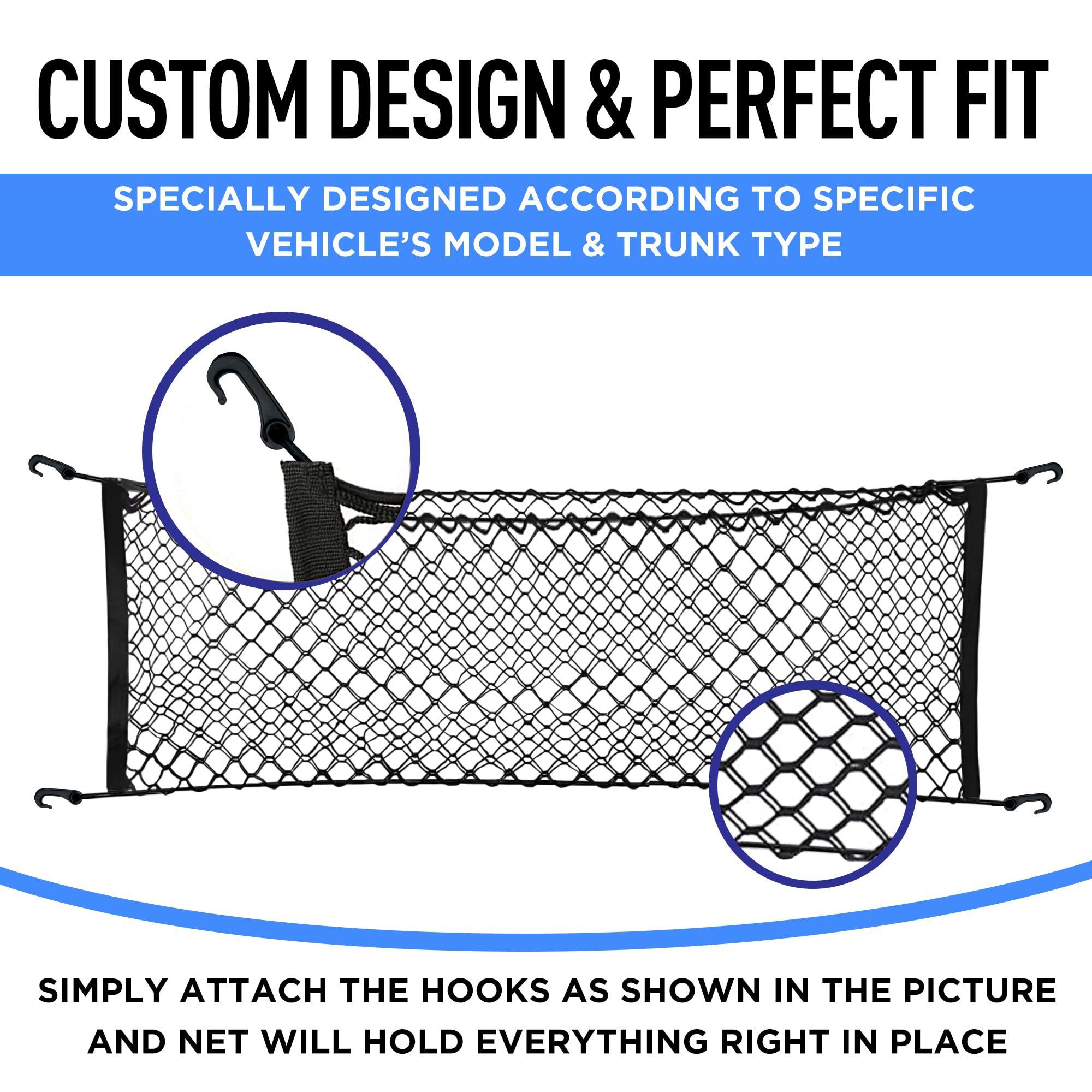 Premium Elastic Trunk Cargo Net for Subaru Impreza 2017-2024 & Crosstrek 2018-2024 - Envelope Style Vehicle Storage Organizer - Heavy Duty Luggage Mesh Net for Car Travel & Road Trips