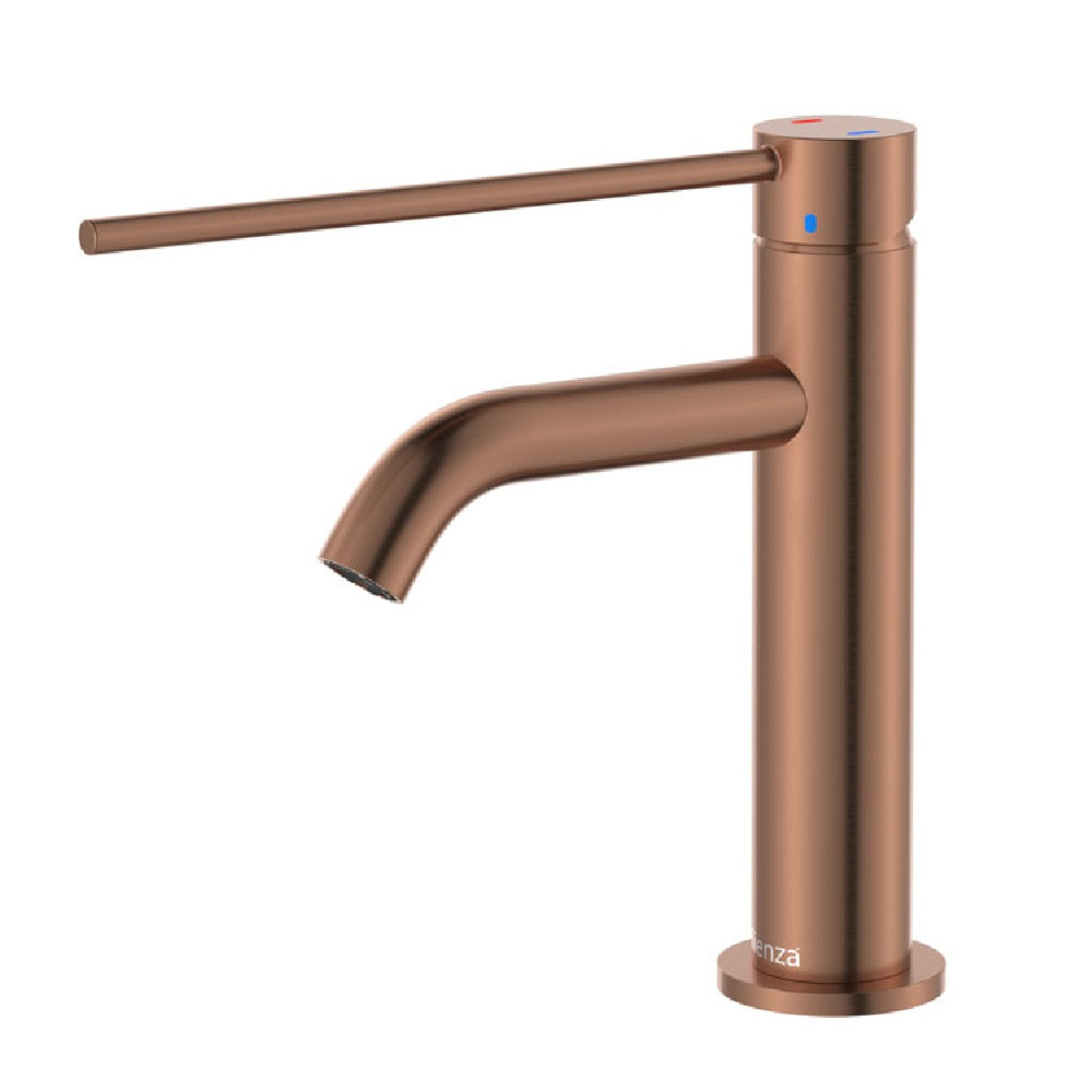 Fienza 228103DCO Kaya Care Basin Mixer in Brushed Copper - Modern Bathroom Faucet for Sink, Vanity, and Powder Room