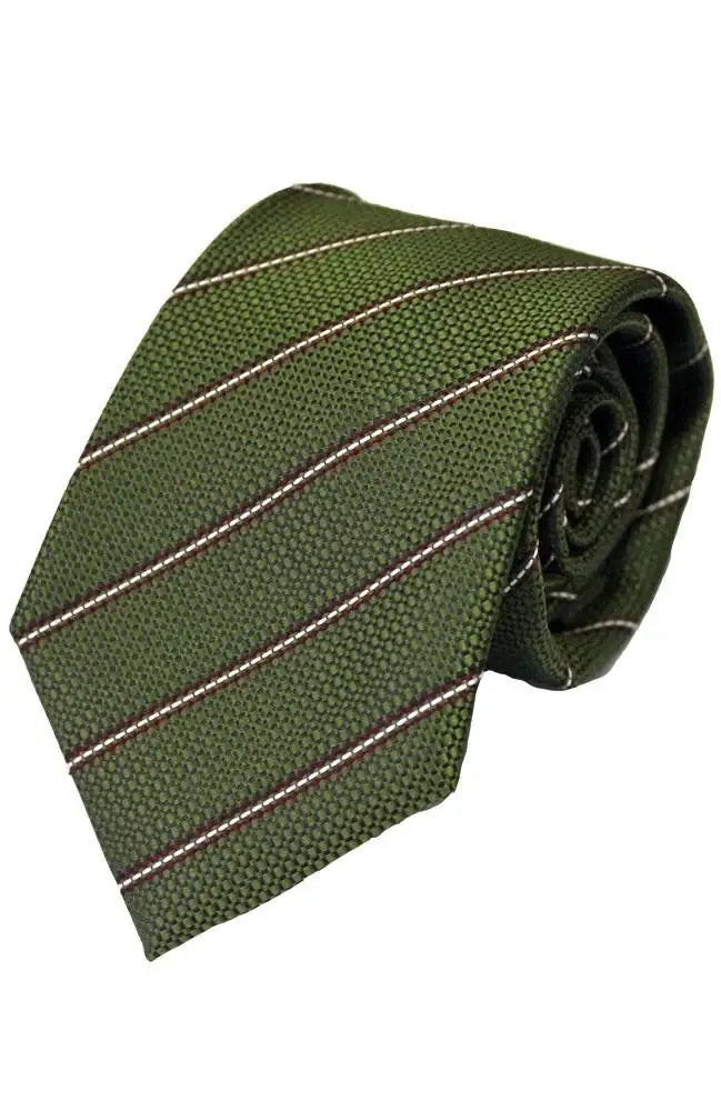 LA Smith Green Stripe Polyester Necktie for Men - Classic Business & Formal Wear Accessory for Office, Weddings & Special Occasions