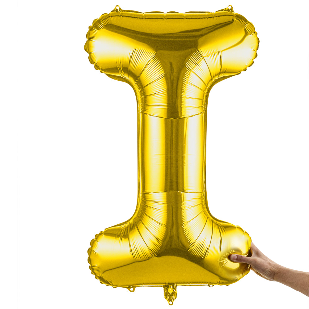 Balloonify Gold Mylar Letter I Balloon - 40 Inch Large Foil Alphabet Balloon for Birthday Party Decorations, Wedding, Anniversary & Graduation Celebrations