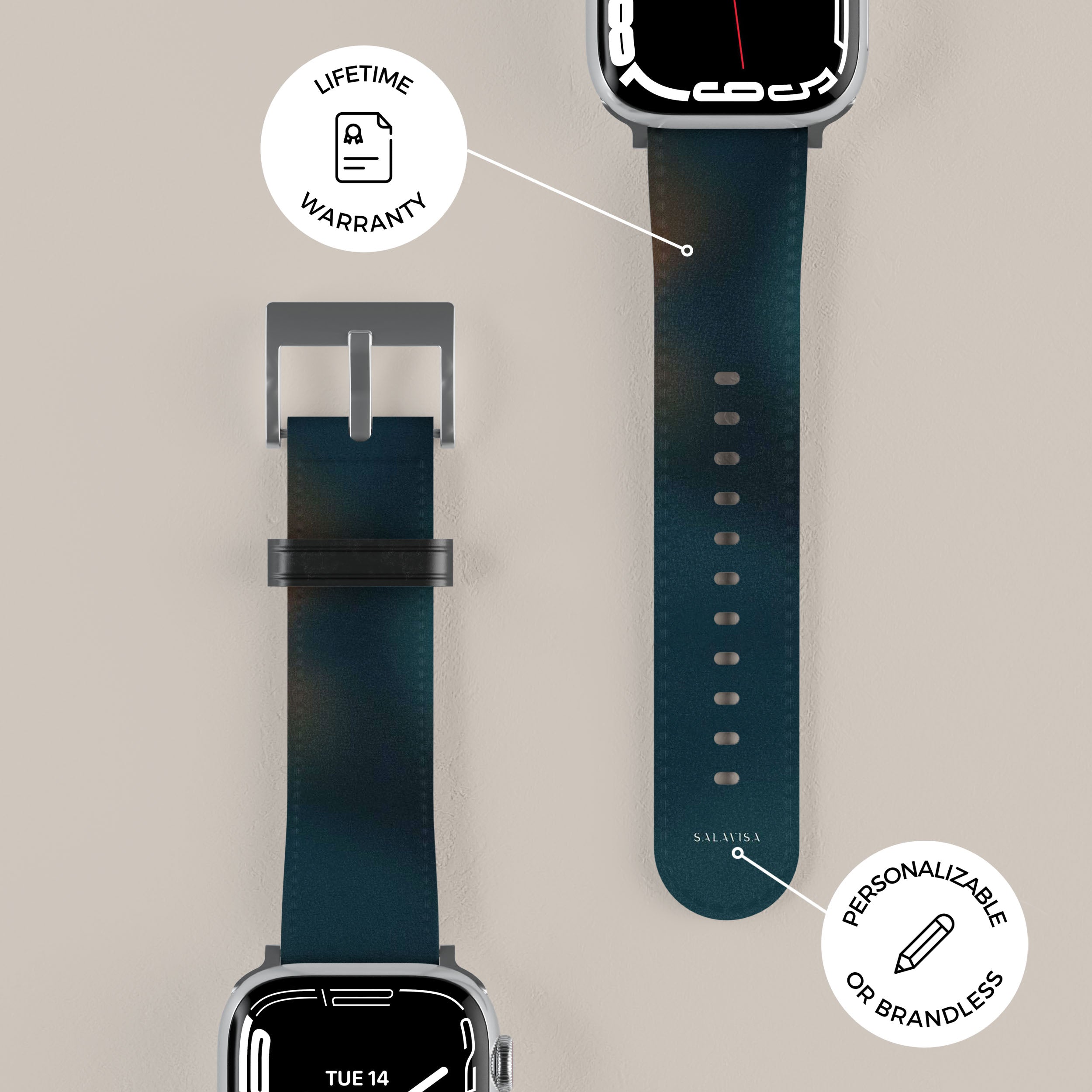 Premium Ember Teal Genuine Leather Apple Watch Band - Compatible with All Apple Watch Series - Stylish & Durable for Workouts, Office & Everyday Wear