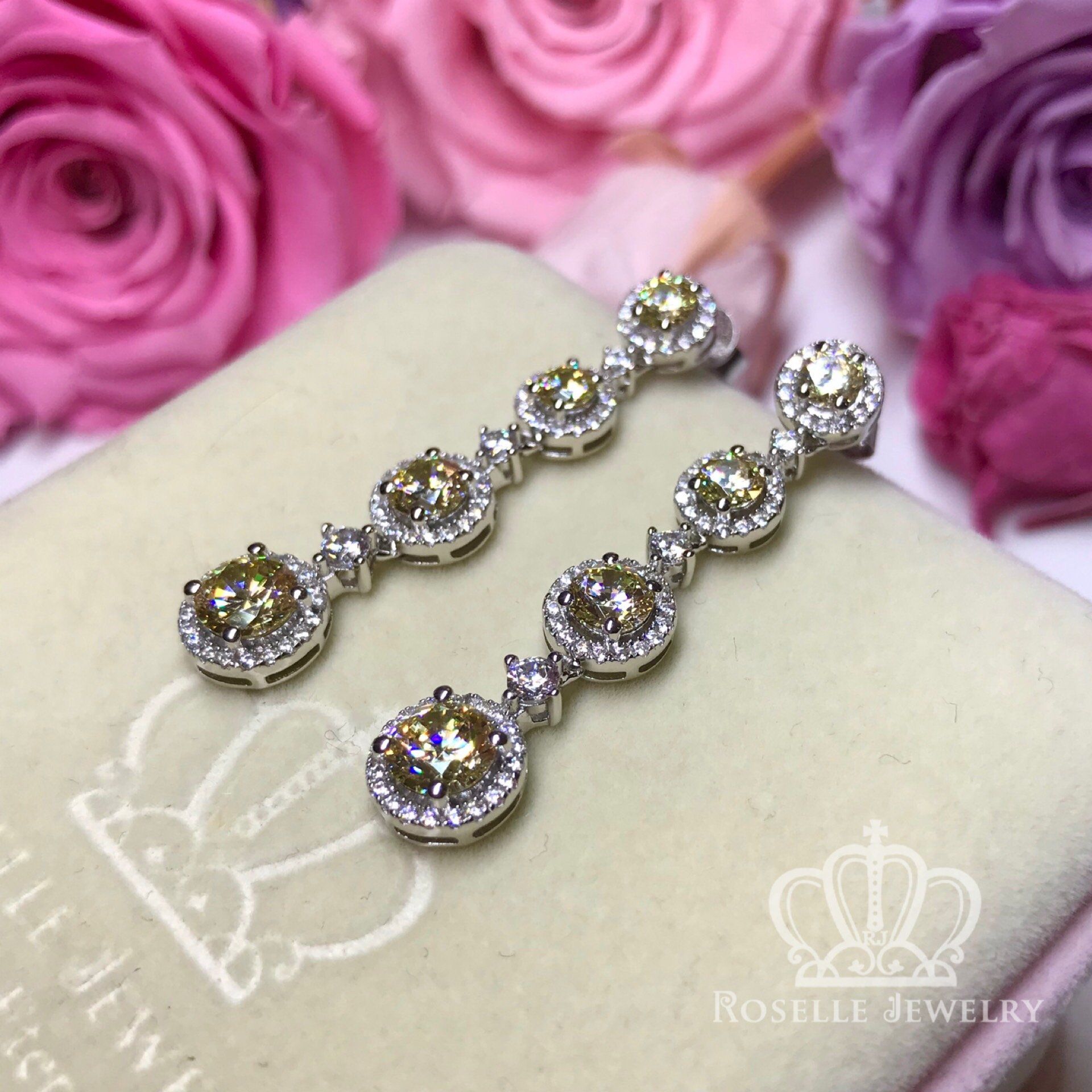 Fashion Halo Drop Earrings for Women - Elegant Crystal Dangle Earrings DE10 - Perfect for Parties, Weddings & Evening Events
