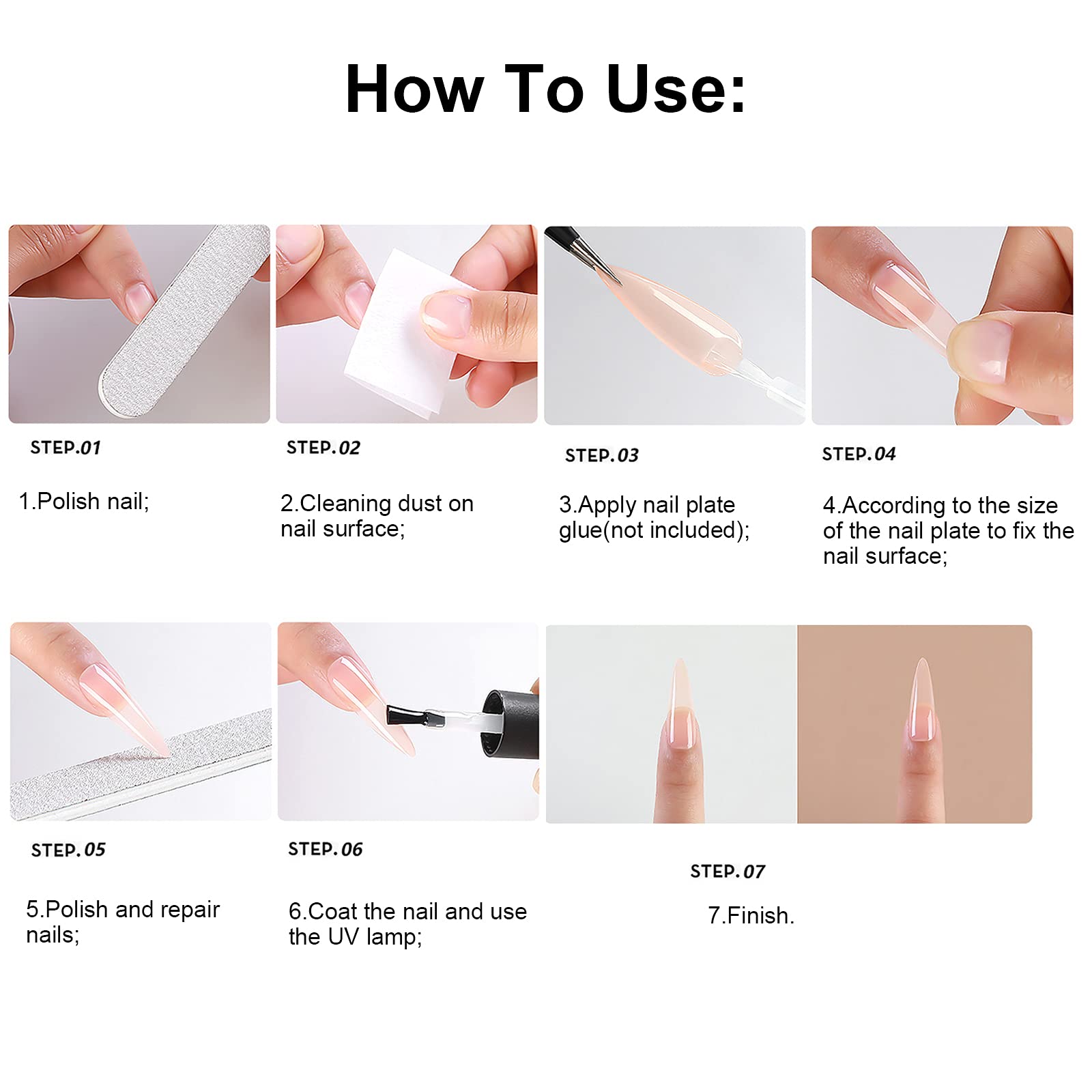 EXCLUZO 240PCS Acrylic Fake Nails - Full Cover Jelly Nail Tips in 6 Sizes for Salon & DIY Nail Art | Sharp Shaped Artificial Nails for Parties, Weddings & Special Occasions
