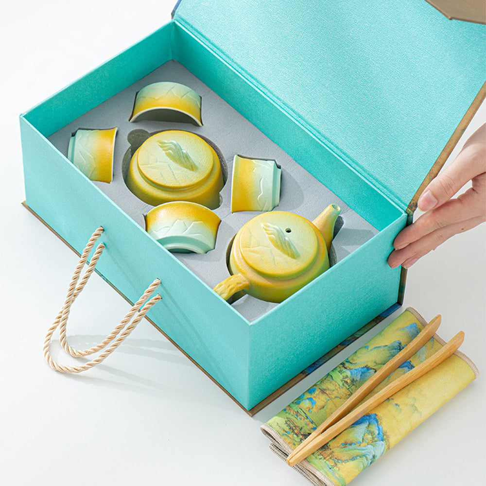 Premium White Clay Tea Set for Mountain & River Ceramic - Perfect for Chinese Tea Ceremony, Home Decor & Gifting