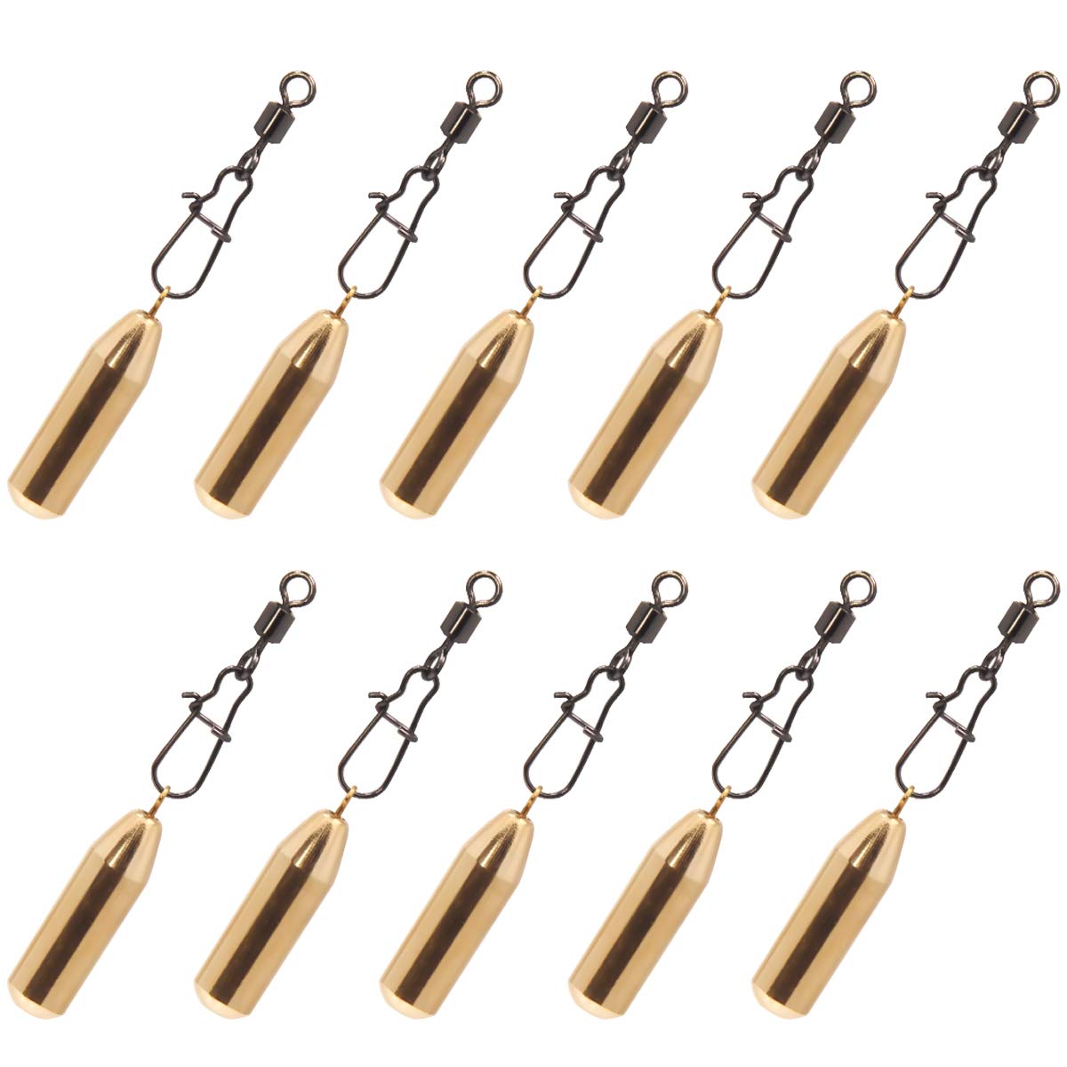 Acekit Lead Drop Shot Weights - Skinny Fitness Brass Fishing Sinkers with Lock Snap & Swivels for Bass, Walleye, and Panfish Fishing | Freshwater & Saltwater Use