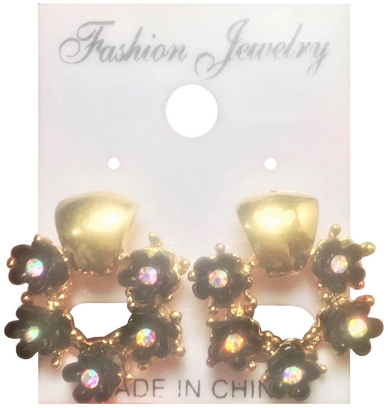 Sparkling Gold Plated Flower Stud Earrings for Women - Party & Wedding Jewelry