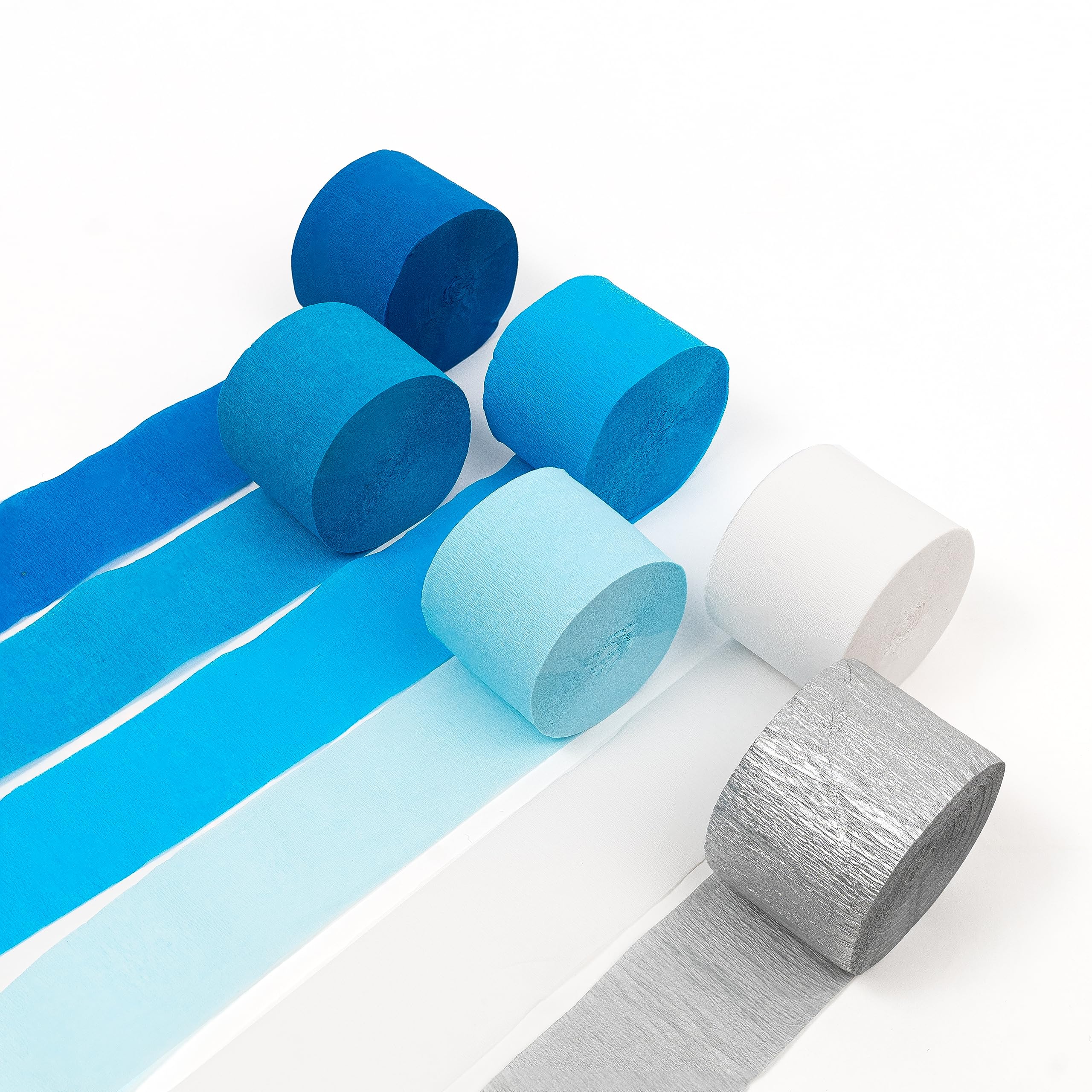 HOUSE OF PARTY Blue Skies Crepe Paper Streamers - 6 Rolls (492ft Total) 1.8