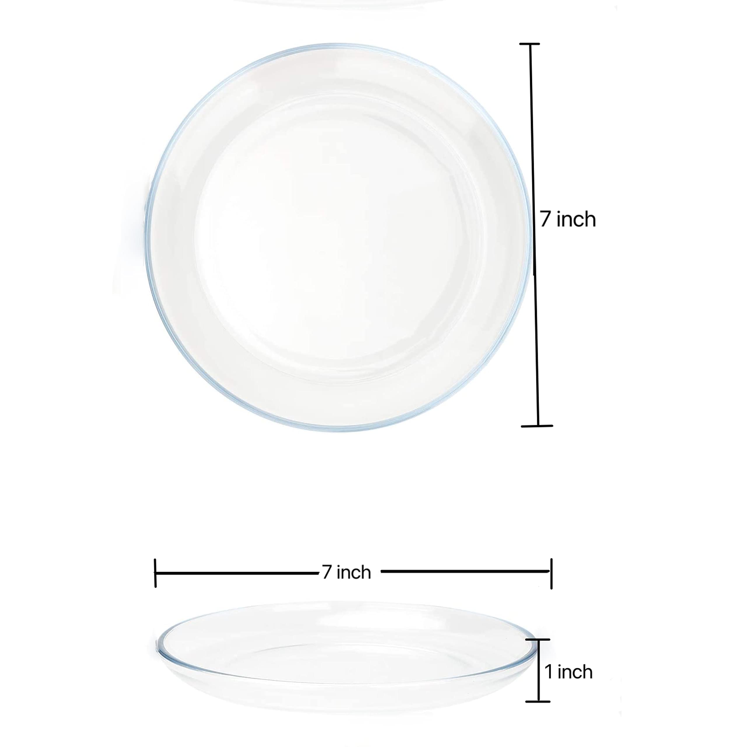 Premium 7-Inch Clear Tempered Glass Dessert Plates - Round Salad Plates for Toast, Cheese, Appetizers, Side Dishes & Pies - Set of 3 - Perfect for Dinner Parties, Tea Time & Elegant Dessert Presentation
