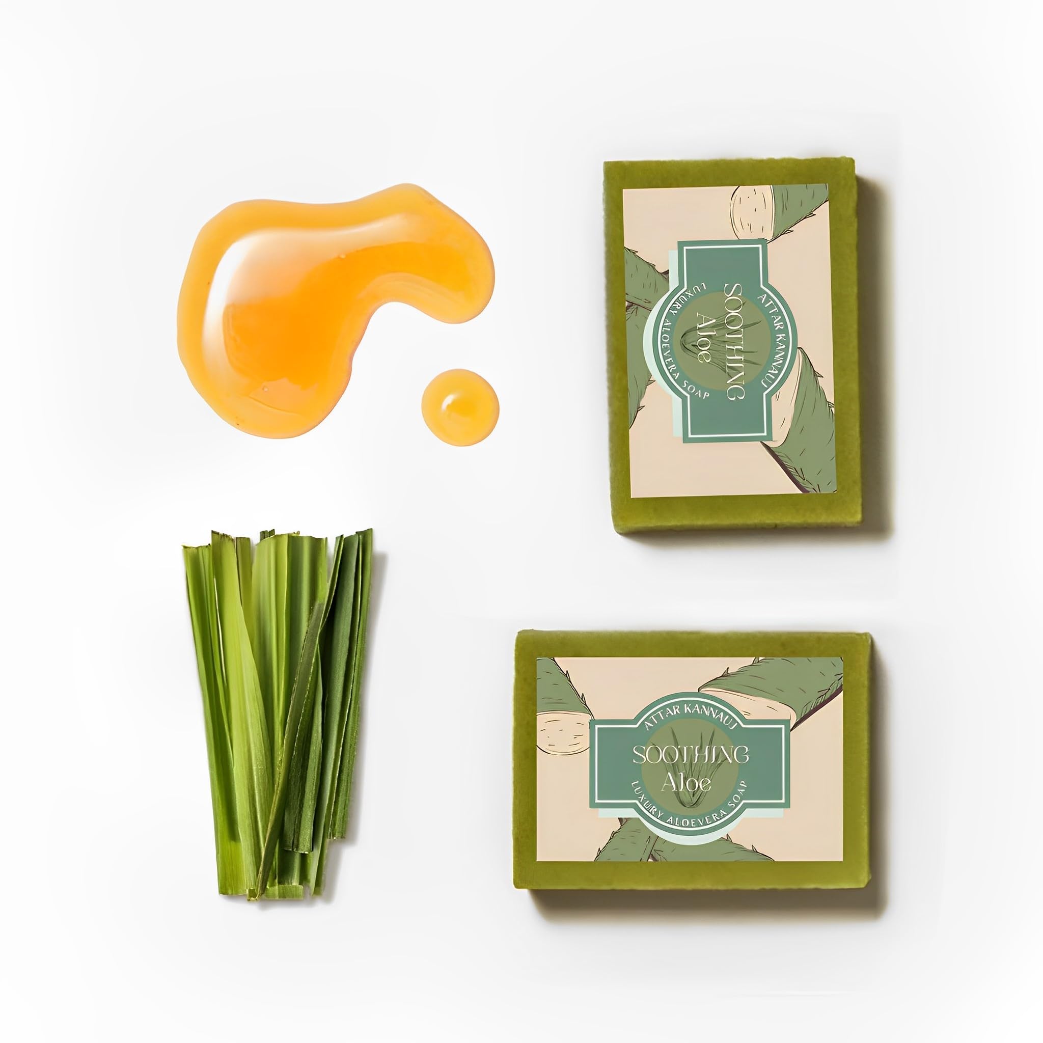 Premium Aloe Vera Soap with Ayurvedic Attar Kannauj Fragrance | 100% Natural Handmade Luxury Bath Soap for Glowing Skin (135g) - Perfect for Spa Day, Gift Sets & Daily Skincare Routine