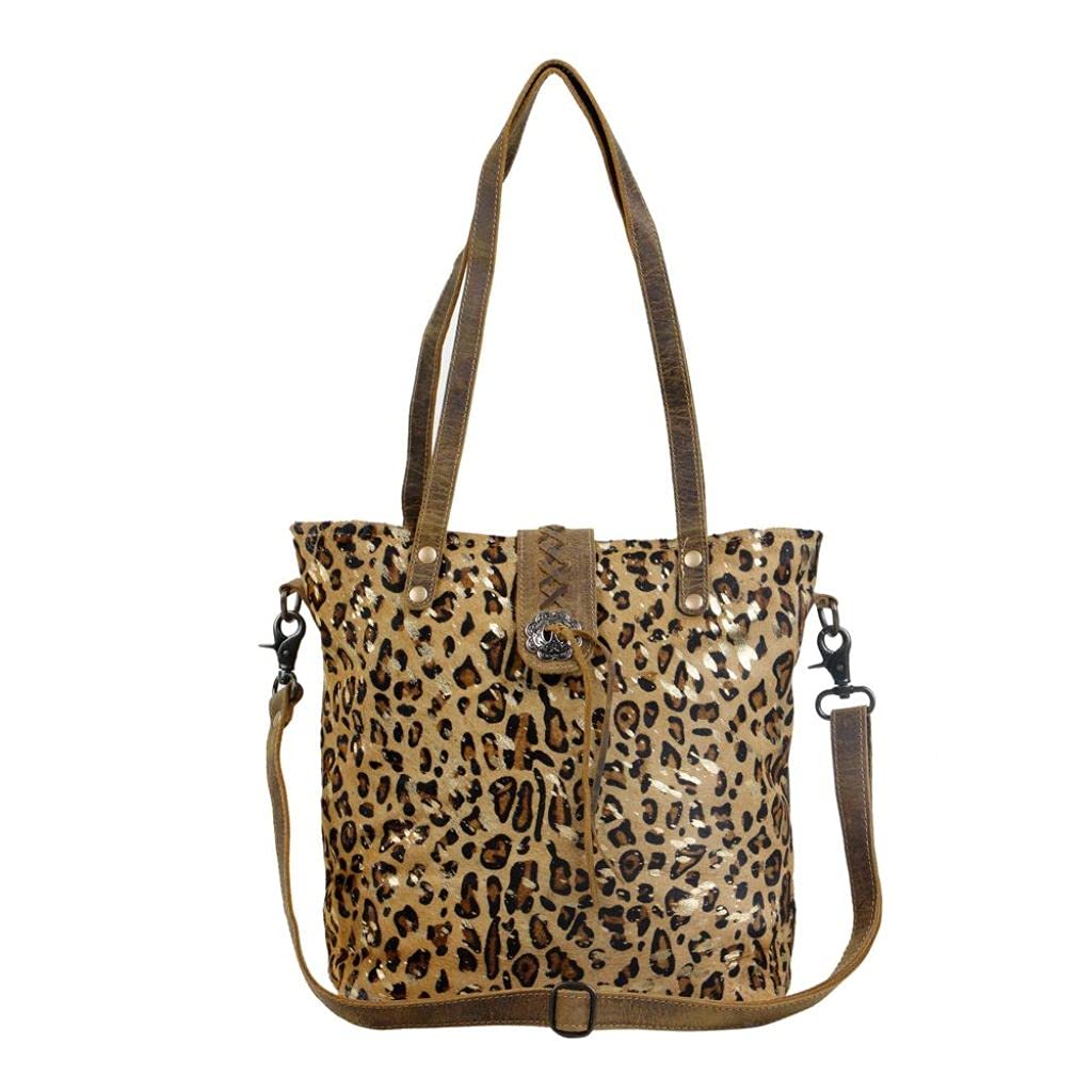 Myra Bag Resonance Genuine Leather & Cowhide Handbag - Upcycled Vintage Leather Purse S-2849 for Women | Perfect for Work, Travel & Everyday Use