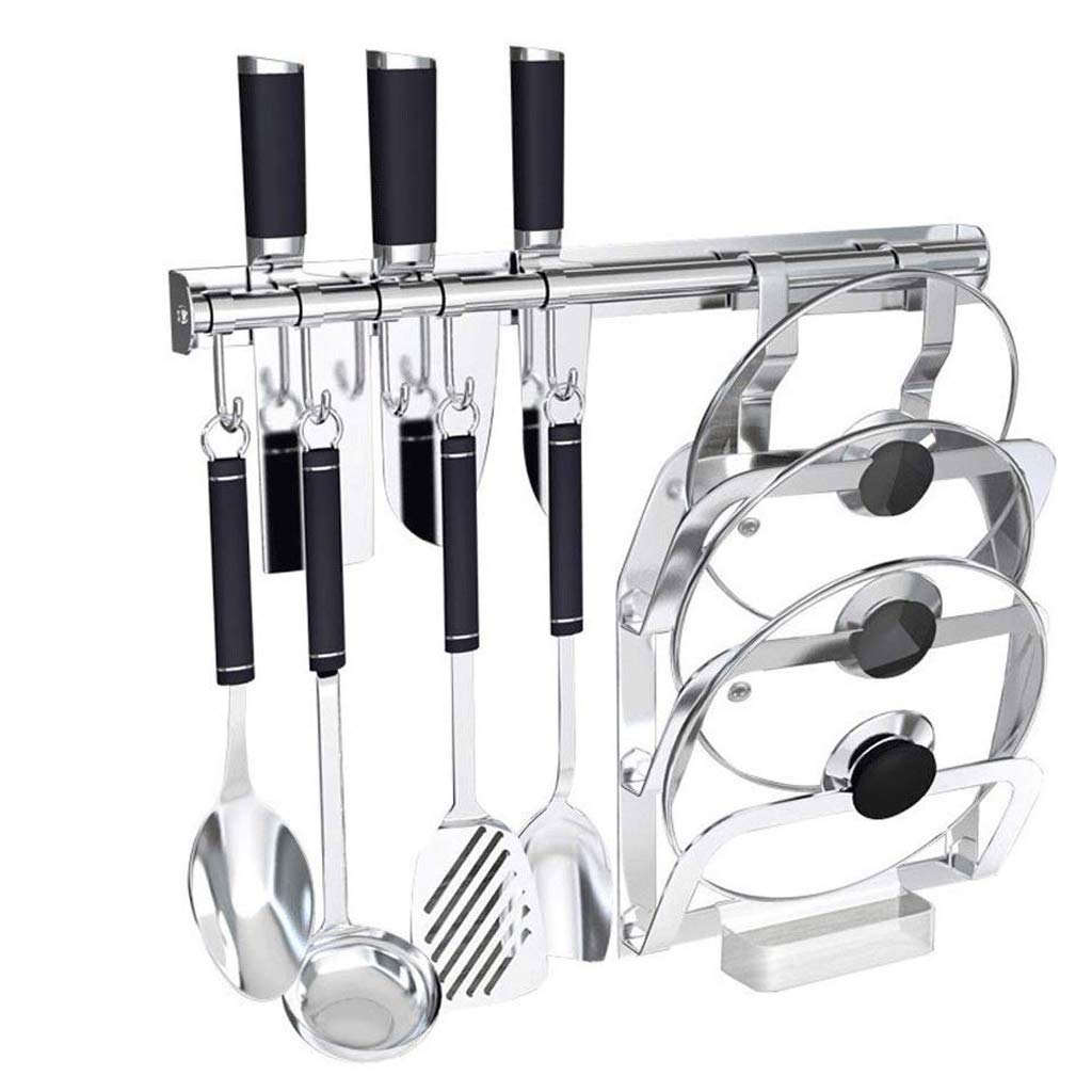 XWWDP Wall Mounted Kitchen Pot Lid and Knife Holder - Detachable Hanging Rail Organizer for Pots, Pans & Utensils - Space Saving Storage Solution for Small Kitchens