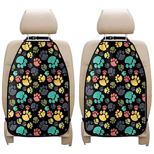 2-Pack Dog Paws Car Seat Organizer for Kids - Back Seat Protector with Multiple Storage Pockets, Tablet & Phone Holder - Perfect for Storing Toys, Snacks, Drinks & Tissues - Washable Car Accessories for Family Road Trips & Daily Commutes