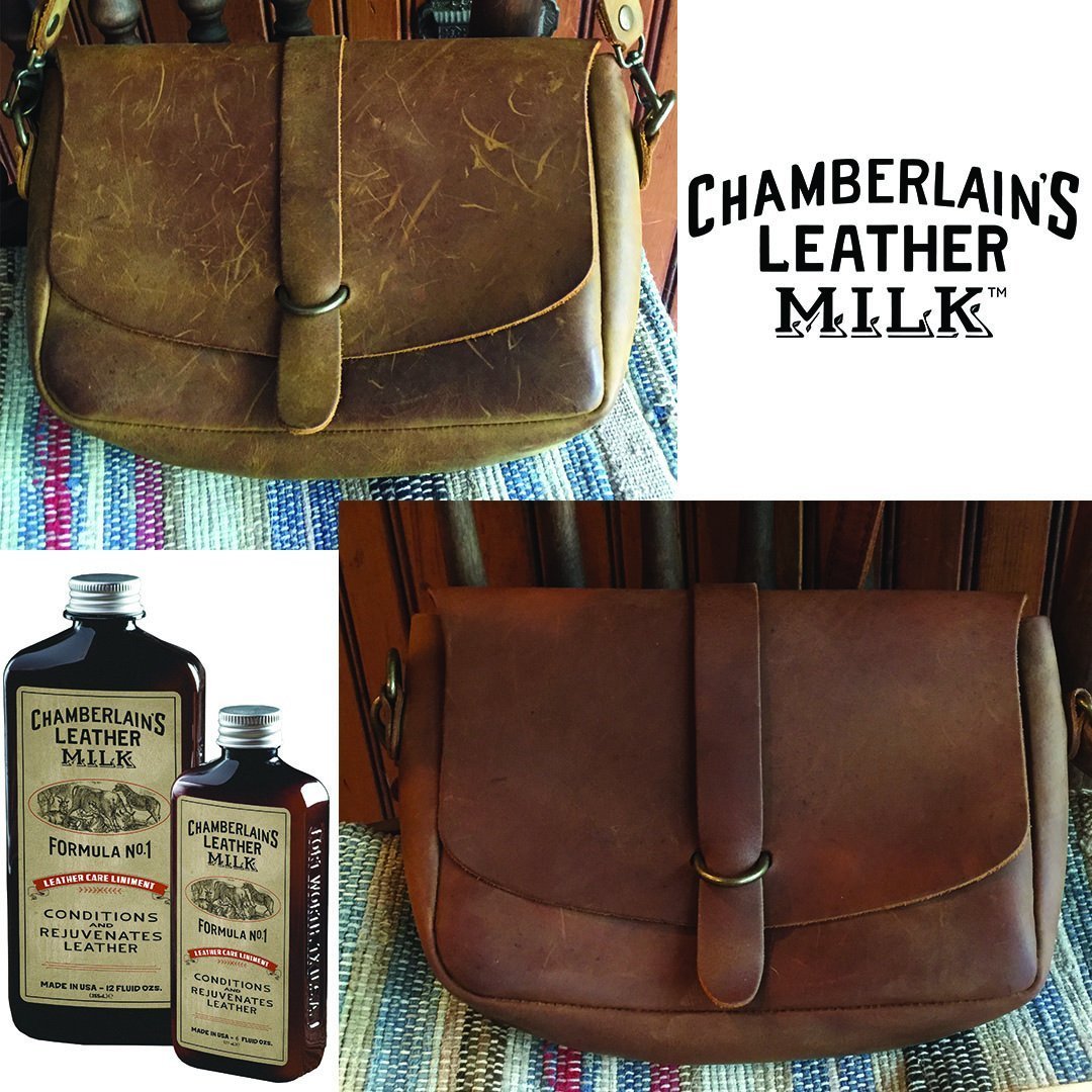 Chamberlains Leather Milk Cleaner & Conditioner Kit - No.1 Conditioner & No.2 Cleaner (2x12oz) with 2 Premium Restoration Pads | Leather Care for Furniture, Car Seats, Bags & Jackets | Deep Cleaning & Protection