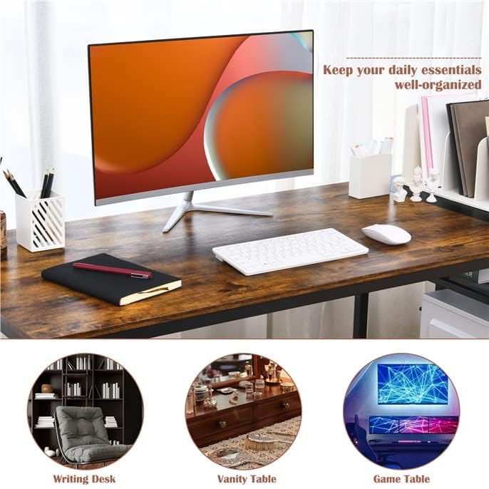 LUARANE 55-Inch Reversible Computer Desk - Adjustable Home Office Desk with Storage Shelves, Gaming & Writing Workstation for Dorm, Study Room & Small Spaces | Perfect for Remote Work, Online Classes & PC Gaming Setup