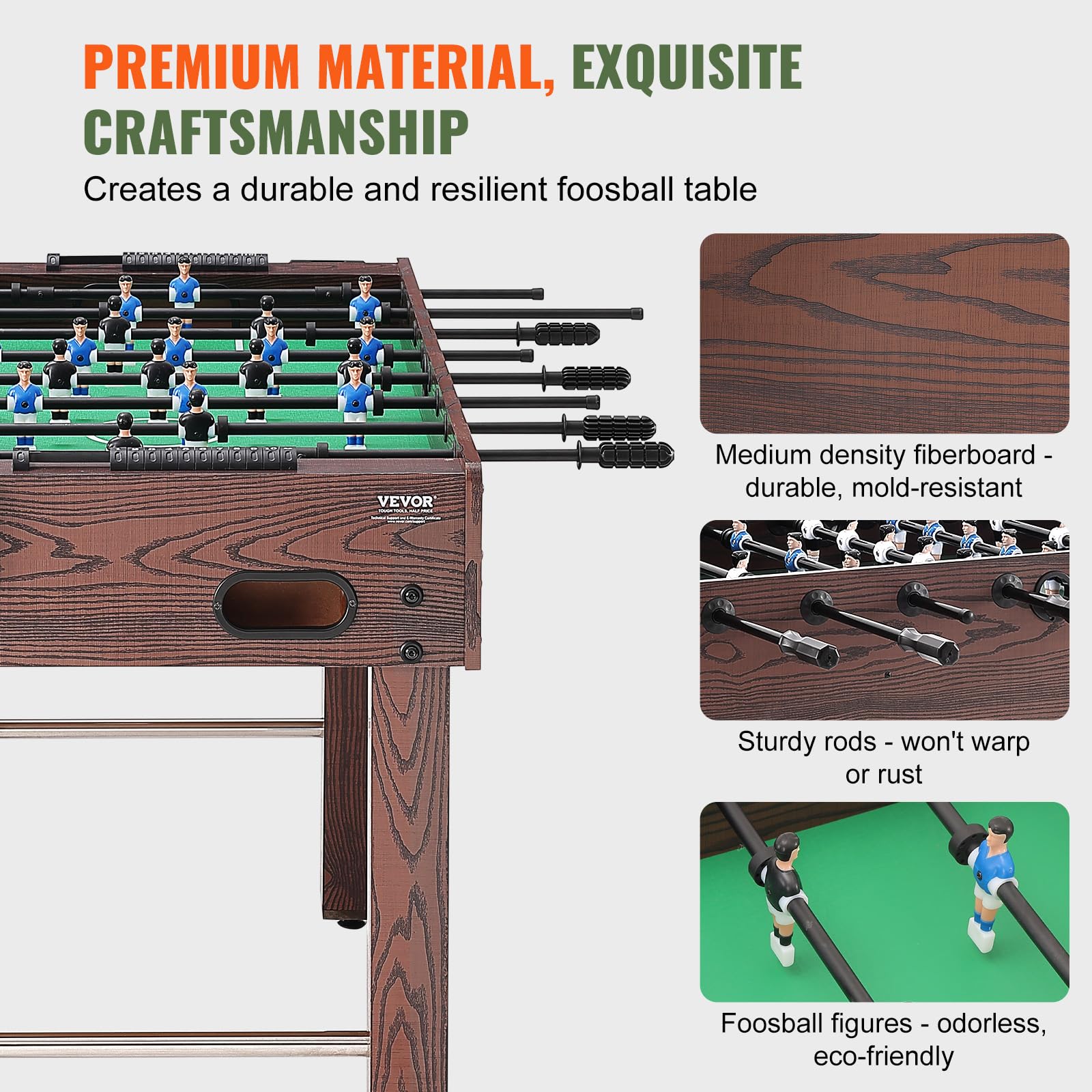 VEVOR Folding Foosball Table 42/48/55 Inch - Standard Size Indoor Soccer Table Game for Home, Family & Game Room - Includes Foosball Set - Perfect for Parties, Basement Entertainment & Office Break Rooms