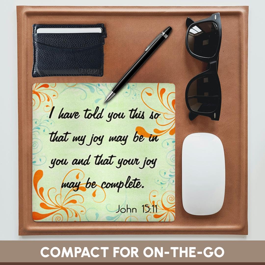 3D Rose Bible Verse Mouse Pad - John 15:11 Pastel Swirl Design for Office & Gaming