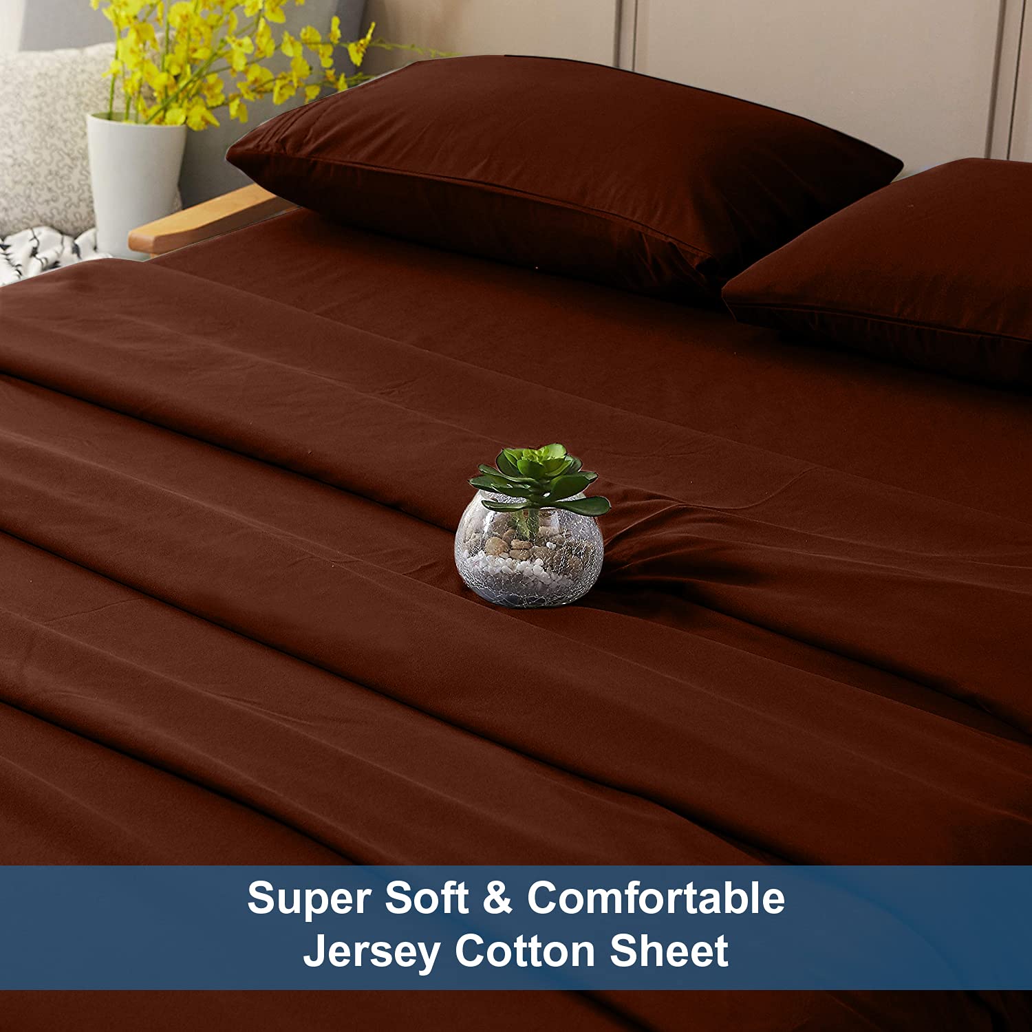 DAN RIVER Twin Jersey Sheet Set - 100% Cotton Luxury Bed Sheets | Ultra Soft T-Shirt Material | All Season Comfort | Deep Pocket Fits Mattress Up to 16