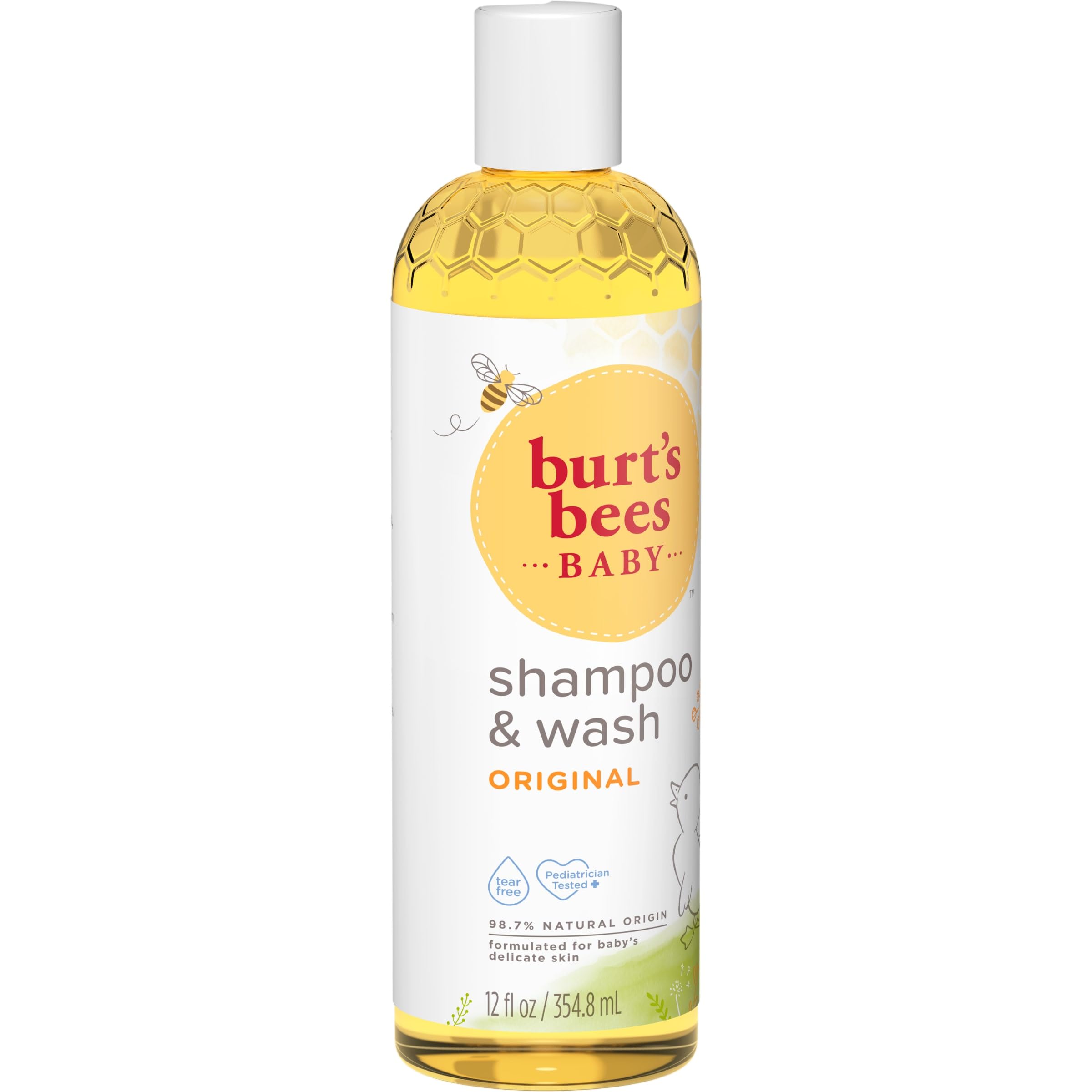 Burt's Bees Baby Shampoo & Body Wash - Tear Free, 98% Natural, Original Scent, 12 Oz (Pack of 3) - Gentle Cleansing for Newborns & Toddlers - Bath Time & Daily Care Essential