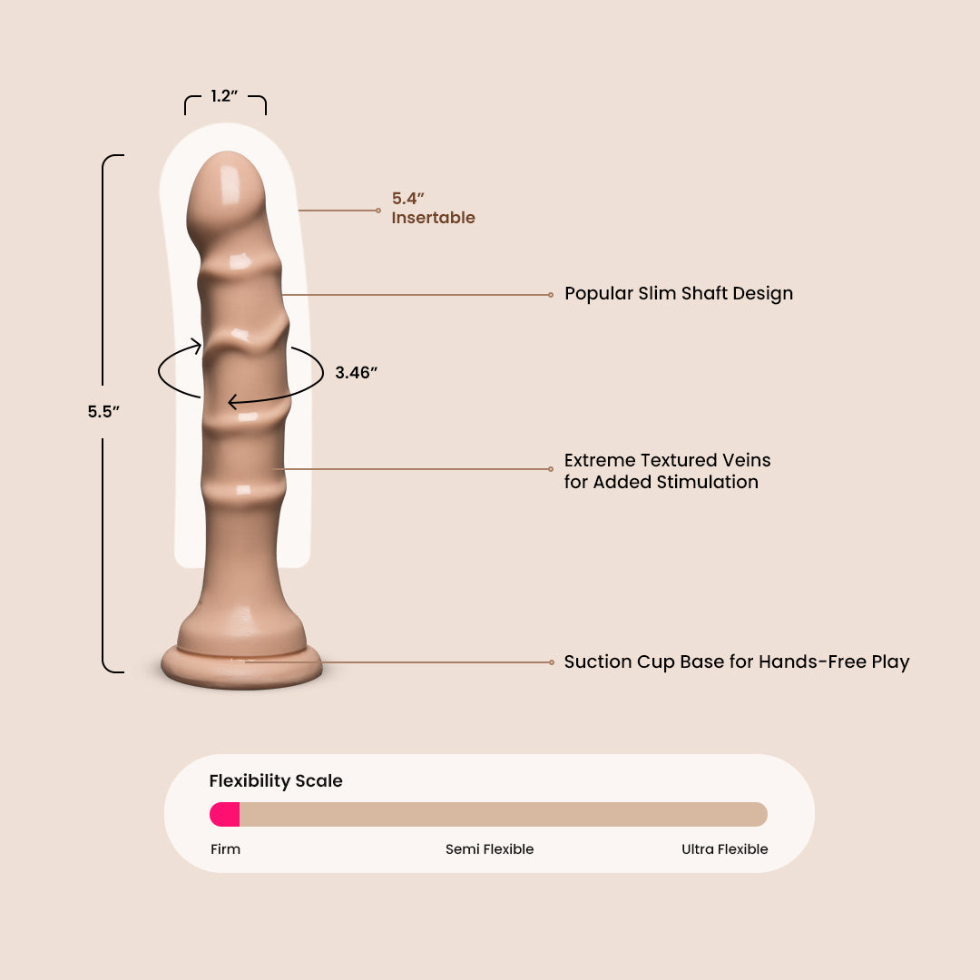 Raging Hard Ons Slimline Realistic Dildo with Strong Suction Cup - 4.5 Inch Slim Shaft for Solo Play, Couples Use & BDSM Scenes